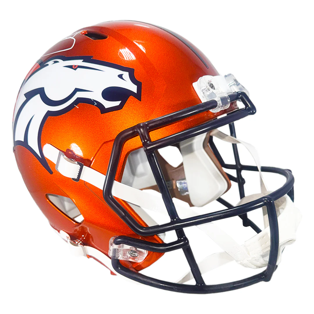 Karl Mecklenburg Signed Denver Broncos Flash Full-Size Replica Football Helmet (JSA) - Image 3