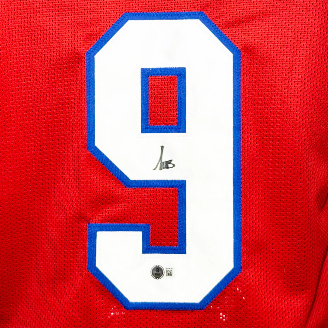 Kayshon Boutte Signed New England Red Football Jersey (Beckett) - Image 2
