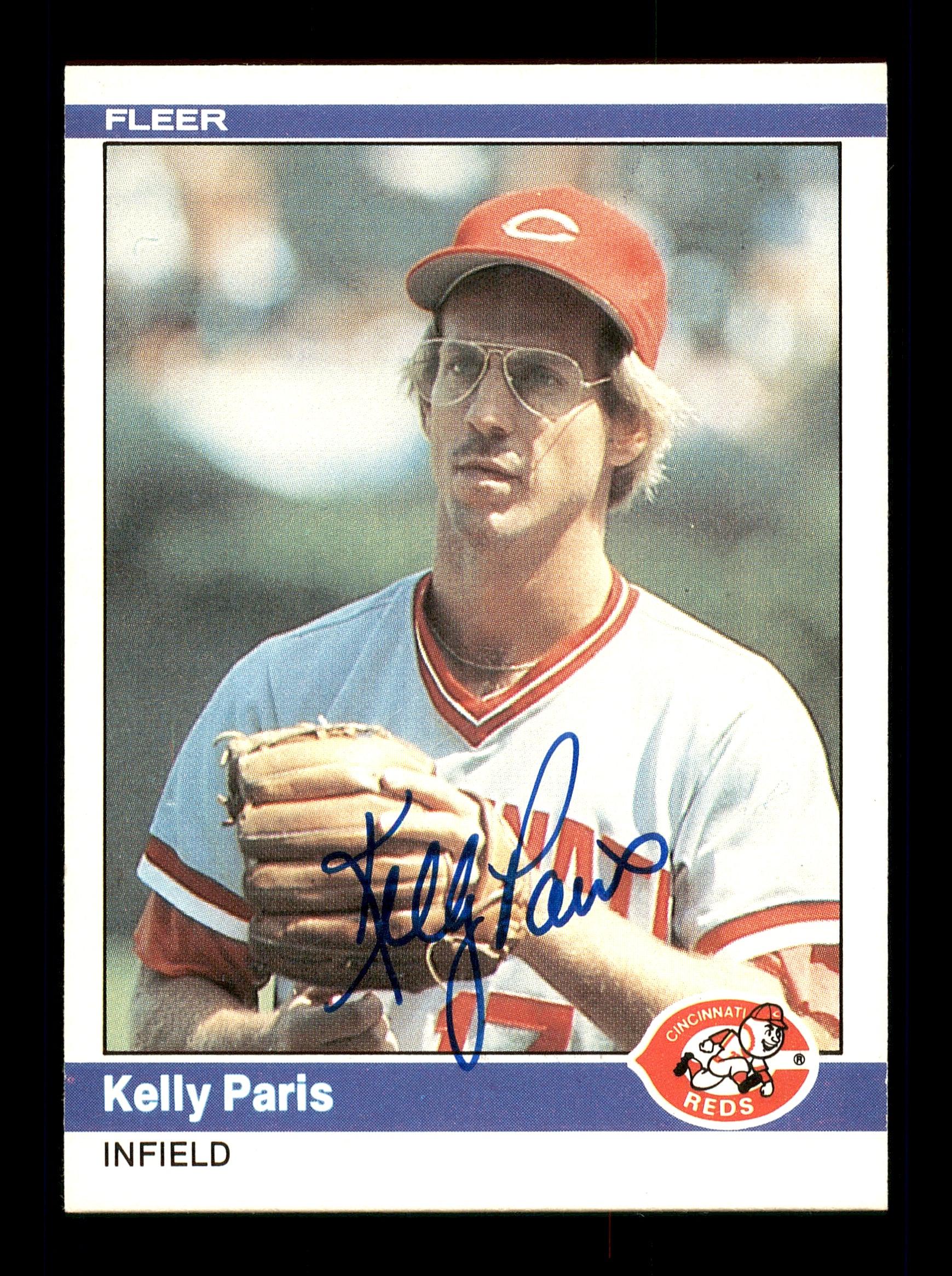 Kelly Paris Autographed 1984 Fleer Card #476 Cincinnati Reds SKU #166654