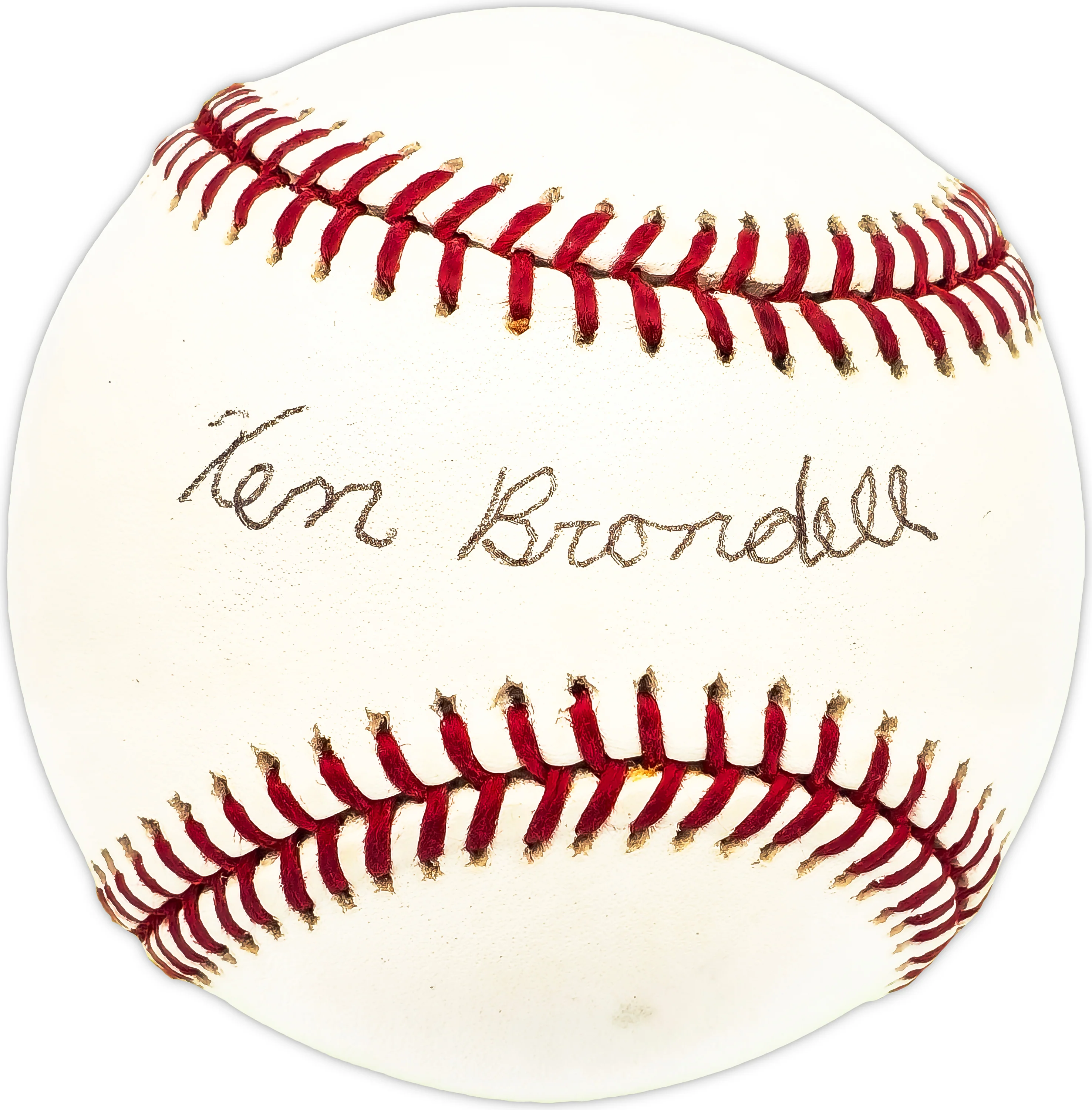 Ken Brondell Autographed Official MLB Baseball New York Giants Beckett BAS QR #BM17860