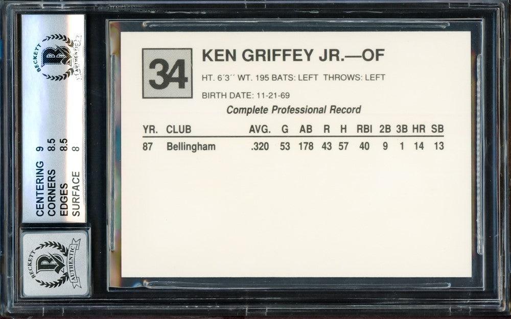 Ken Griffey Jr. Autographed 1988 San Bernardino Spirit California Cal League Rookie Card #34 Seattle Mariners BGS 8.5 Auto Grade Gem Mint 10 Beckett BAS Stock #209240 - Image 2