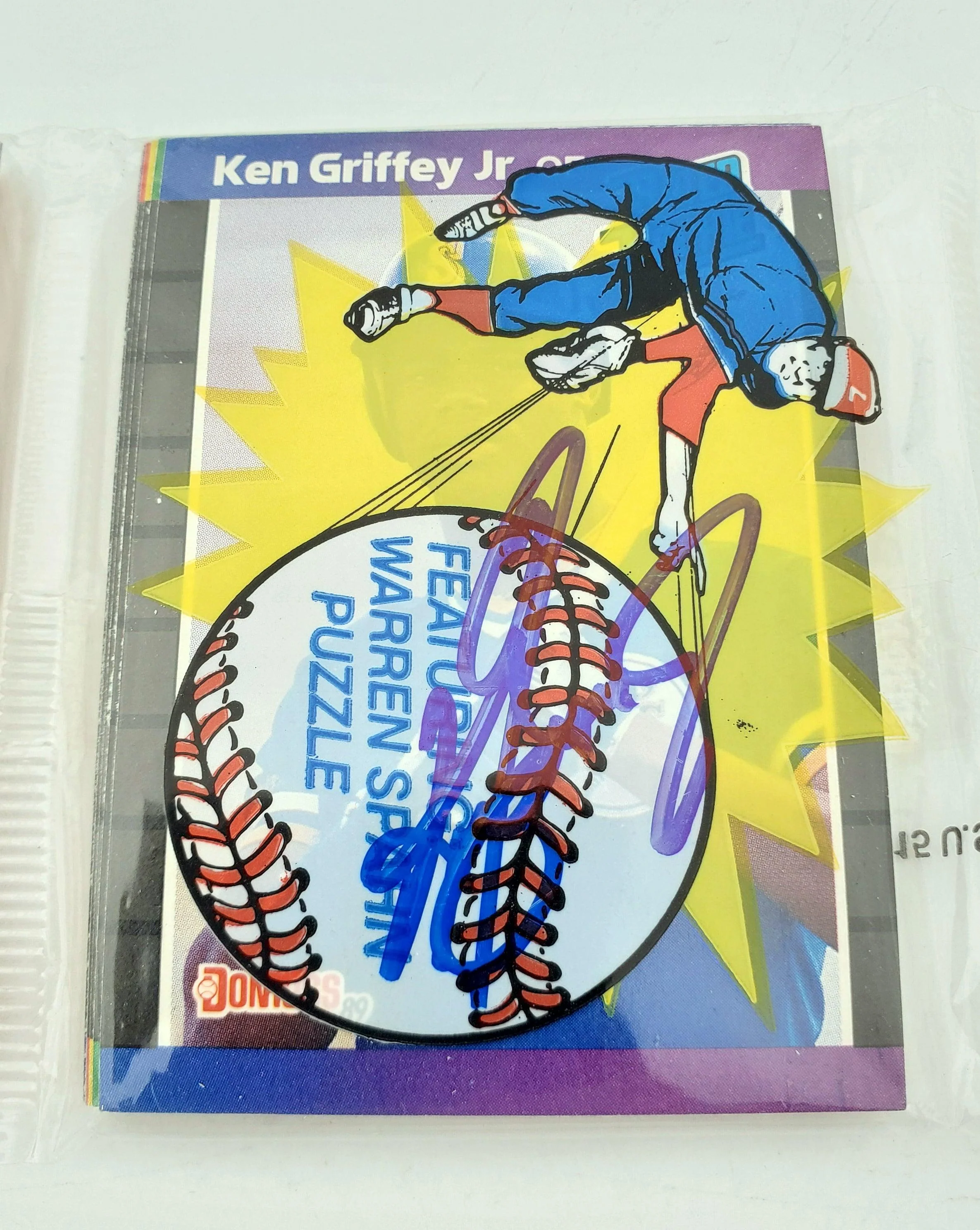 Ken Griffey Jr. Autographed Sealed 1989 Donruss Baseball Rack Pack Rookie Seattle Mariners Beckett BAS #BB79342 - Image 2