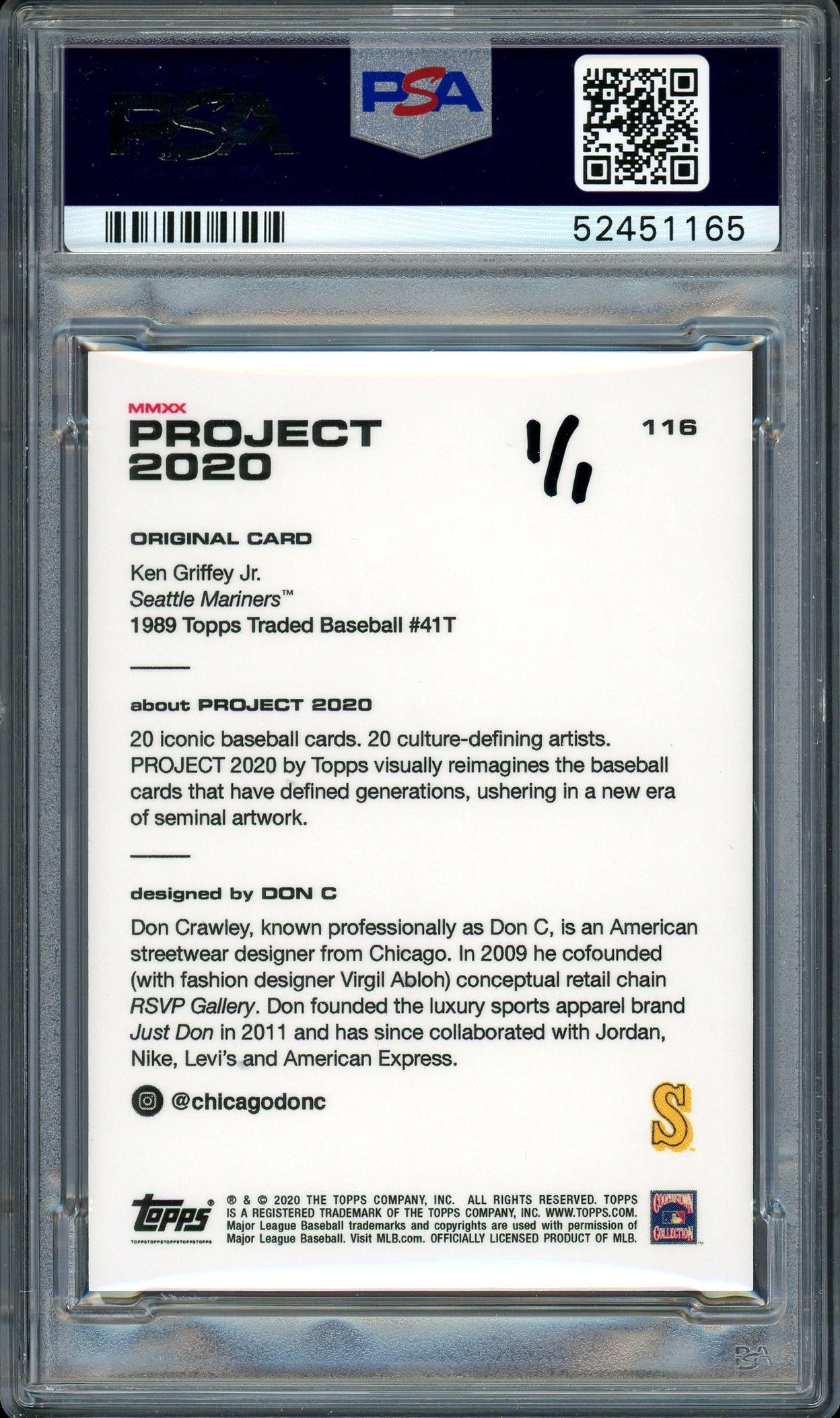 Ken Griffey Jr. Autographed Topps Project 2020 Don C Card #116 Seattle Mariners "HOF 16" #1/1 PSA/DNA #52451165 - Image 2
