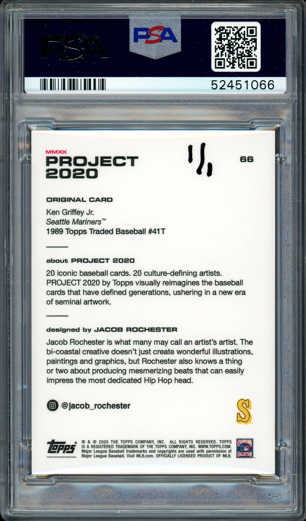 Ken Griffey Jr. Autographed Topps Project 2020 Jacob Rochester Card #66 Seattle Mariners "10x GG" #1/1 PSA/DNA #52451066 - Image 2