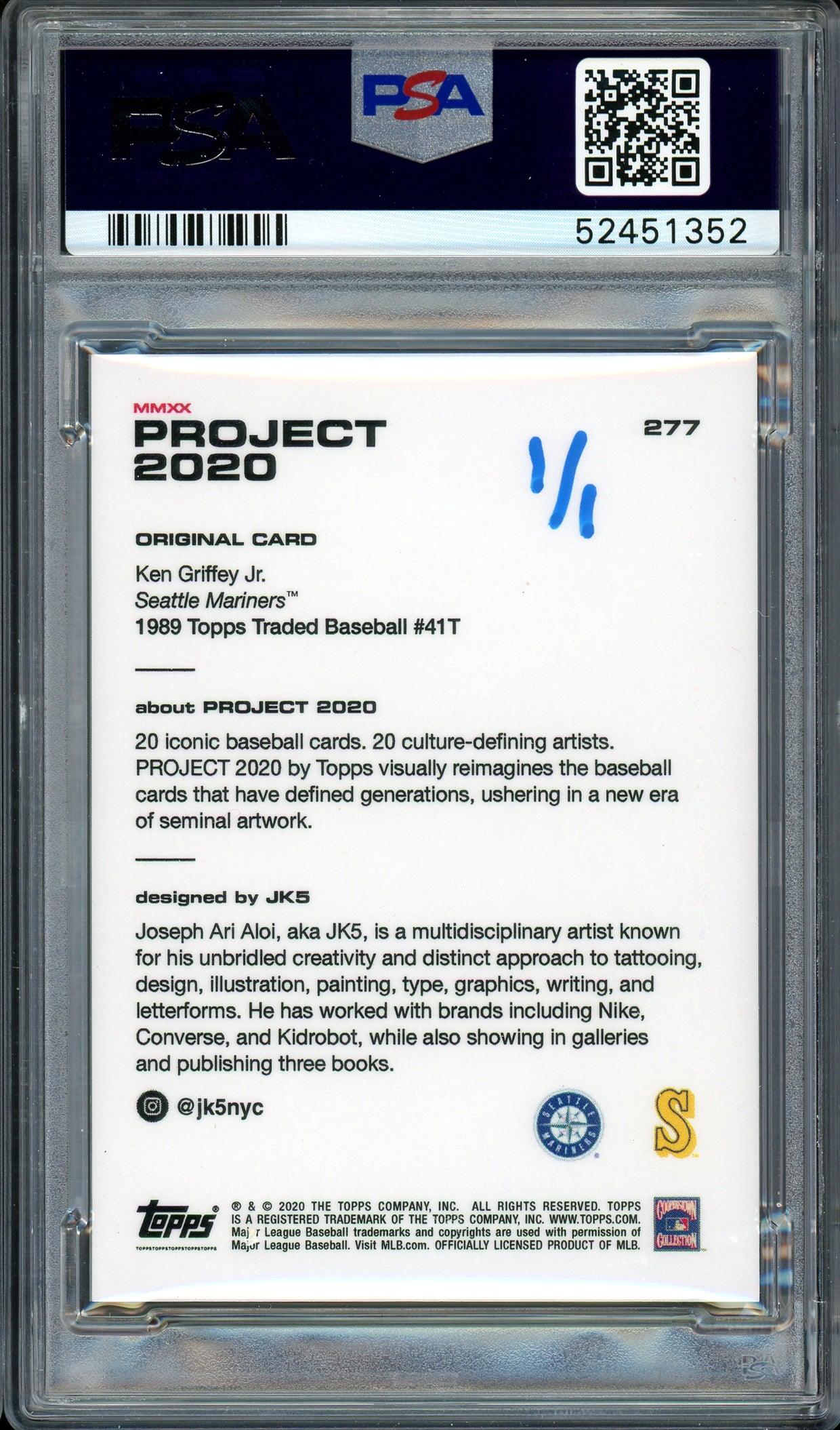 Ken Griffey Jr. Autographed Topps Project 2020 JK5 Card #277 Seattle Mariners "13x AS" #1/1 PSA/DNA #52451352 - Image 2