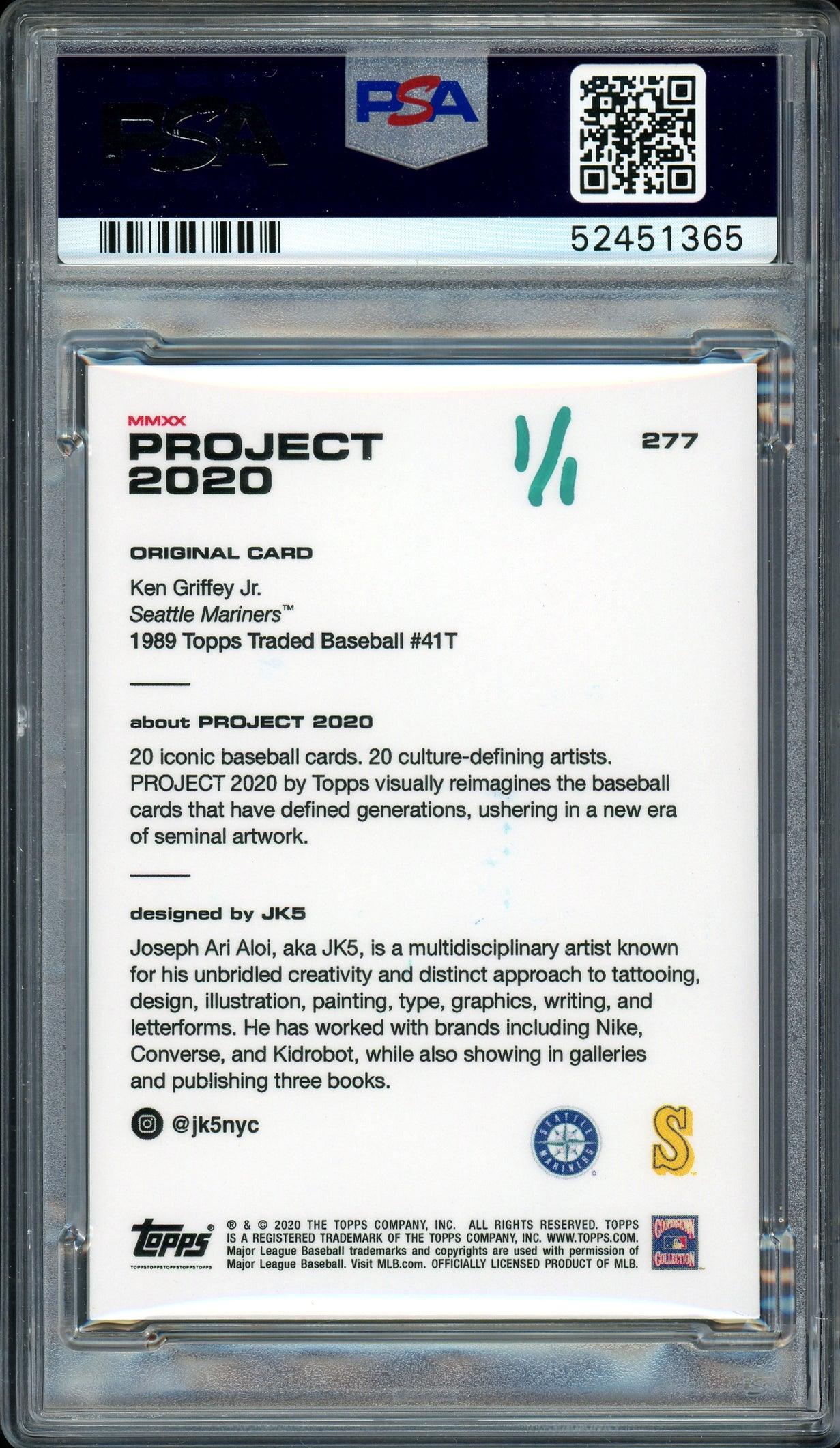 Ken Griffey Jr. Autographed Topps Project 2020 JK5 Card #277 Seattle Mariners "24" #1/1 PSA/DNA #52451365 - Image 2