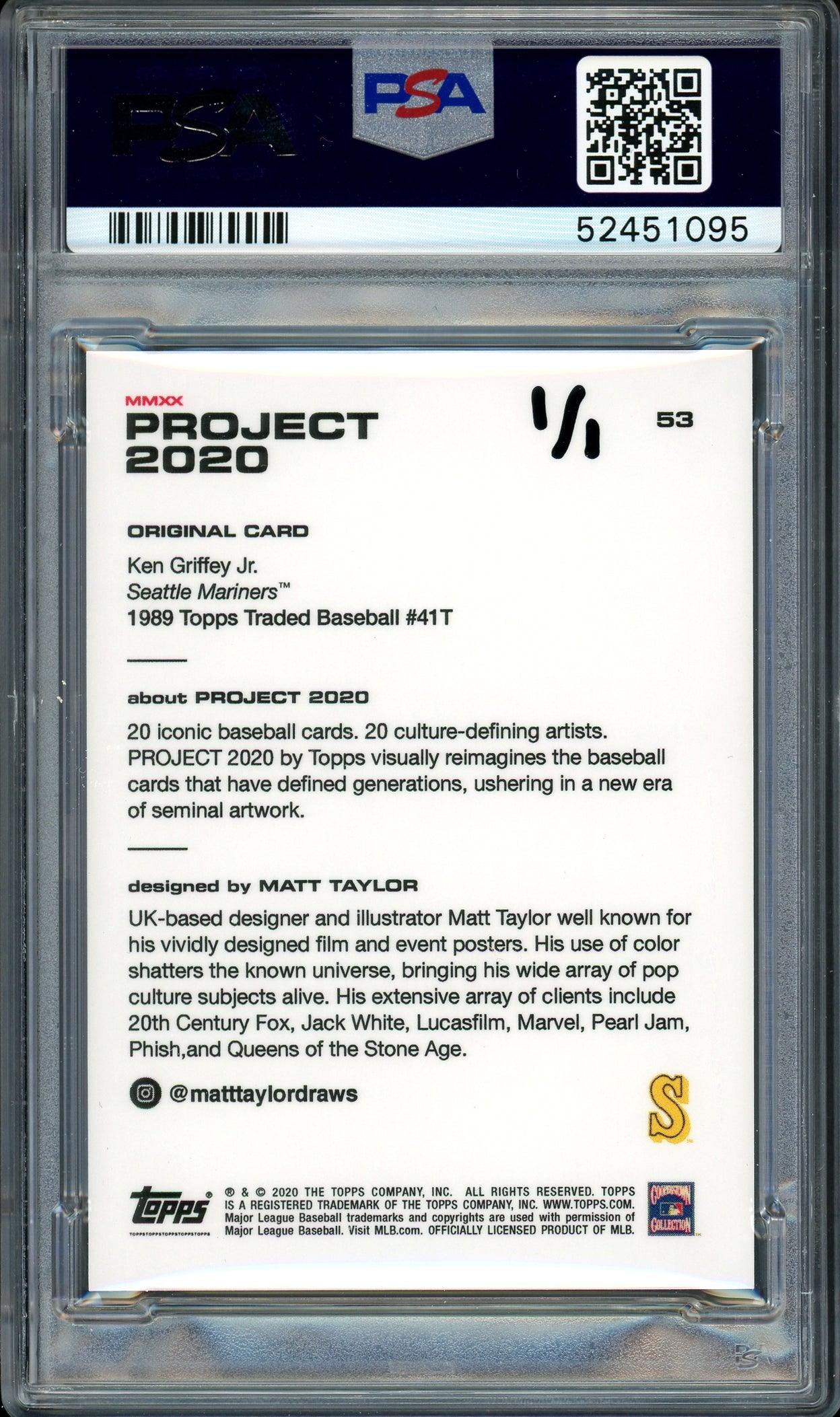 Ken Griffey Jr. Autographed Topps Project 2020 Matt Taylor Card #53 Seattle Mariners "1989" #1/1 PSA/DNA #52451095 - Image 2