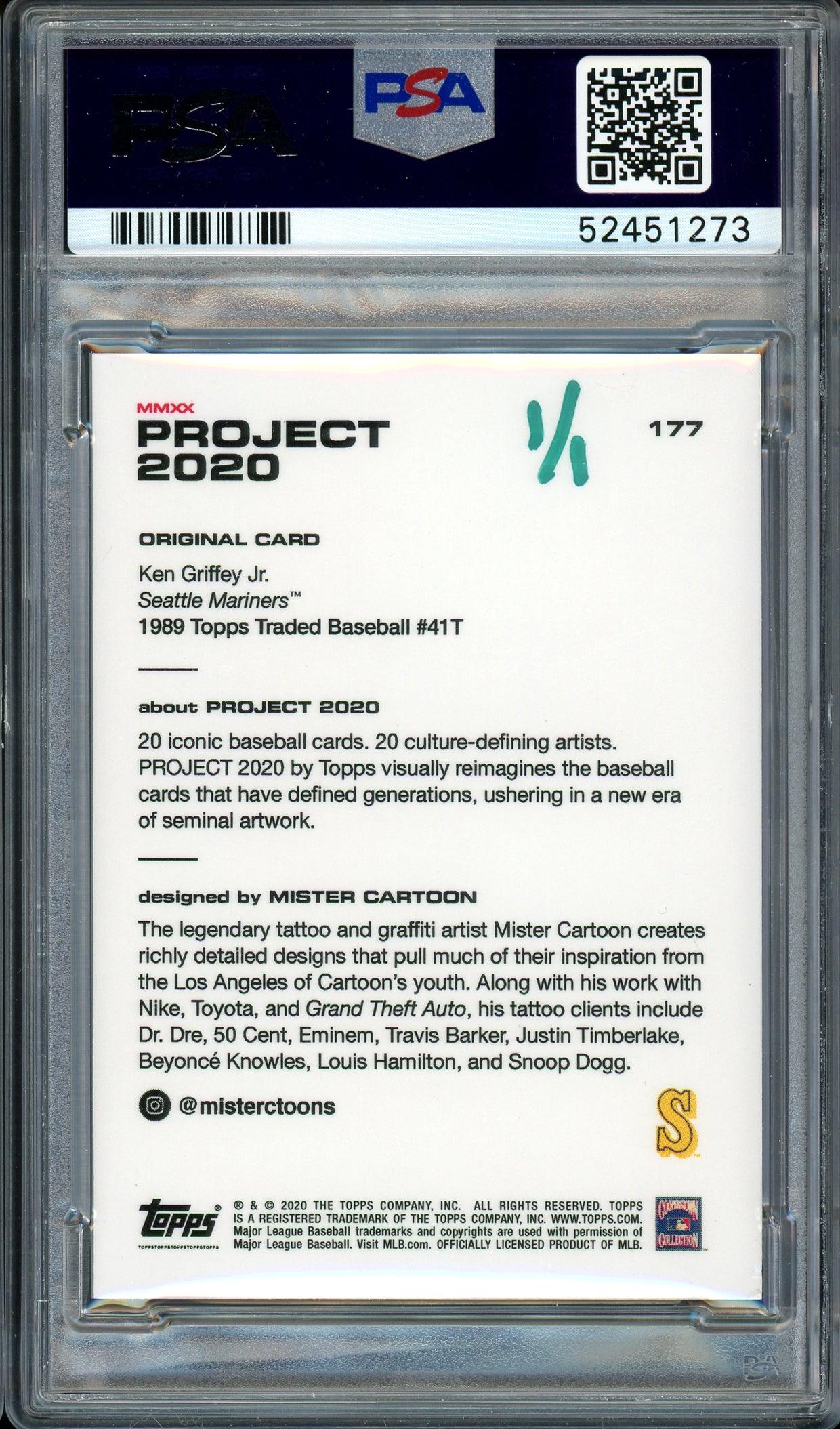 Ken Griffey Jr. Autographed Topps Project 2020 Mister Cartoon Card #177 Seattle Mariners "24" #1/1 PSA/DNA #52451273 - Image 2