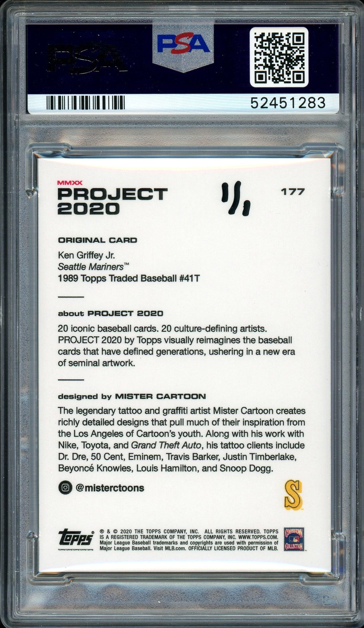 Ken Griffey Jr. Autographed Topps Project 2020 Mister Cartoon Card #177 Seattle Mariners "24" #1/1 PSA/DNA #52451283 - Image 2