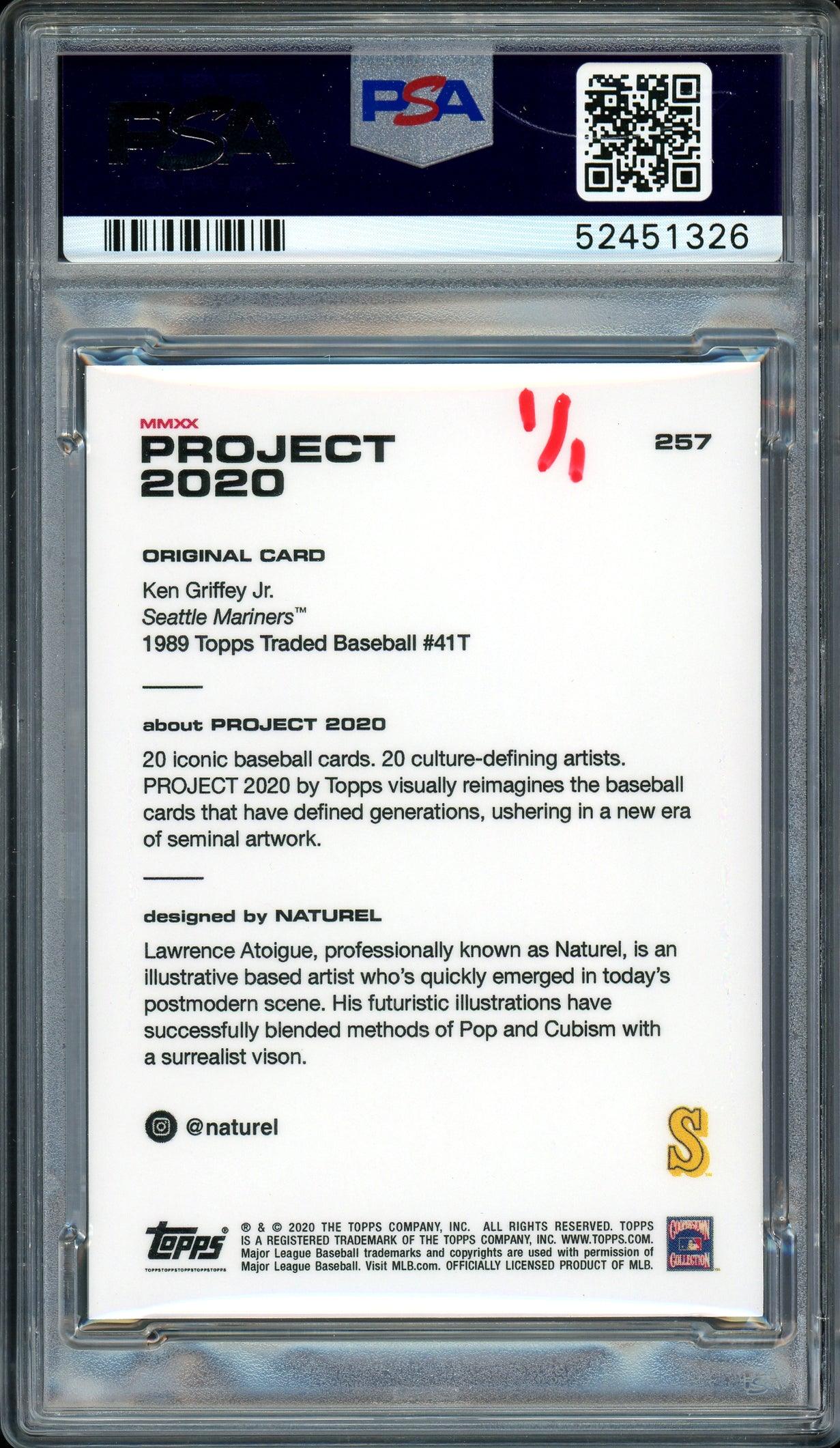 Ken Griffey Jr. Autographed Topps Project 2020 Naturel Card #257 Seattle Mariners "1989" #1/1 PSA/DNA #52451326 - Image 2