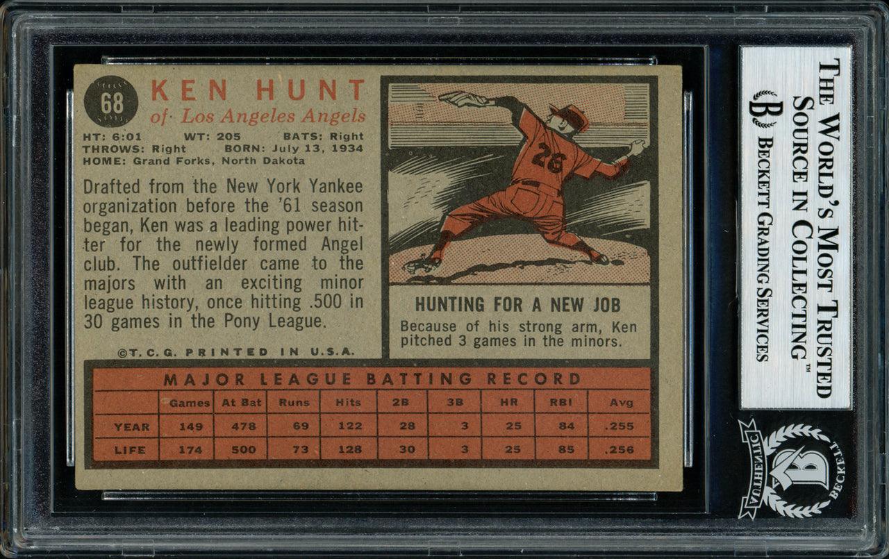 Ken Hunt Autographed 1962 Topps Card #68 Los Angeles Angels "Best Wishes" Beckett BAS #11076686 - Image 2