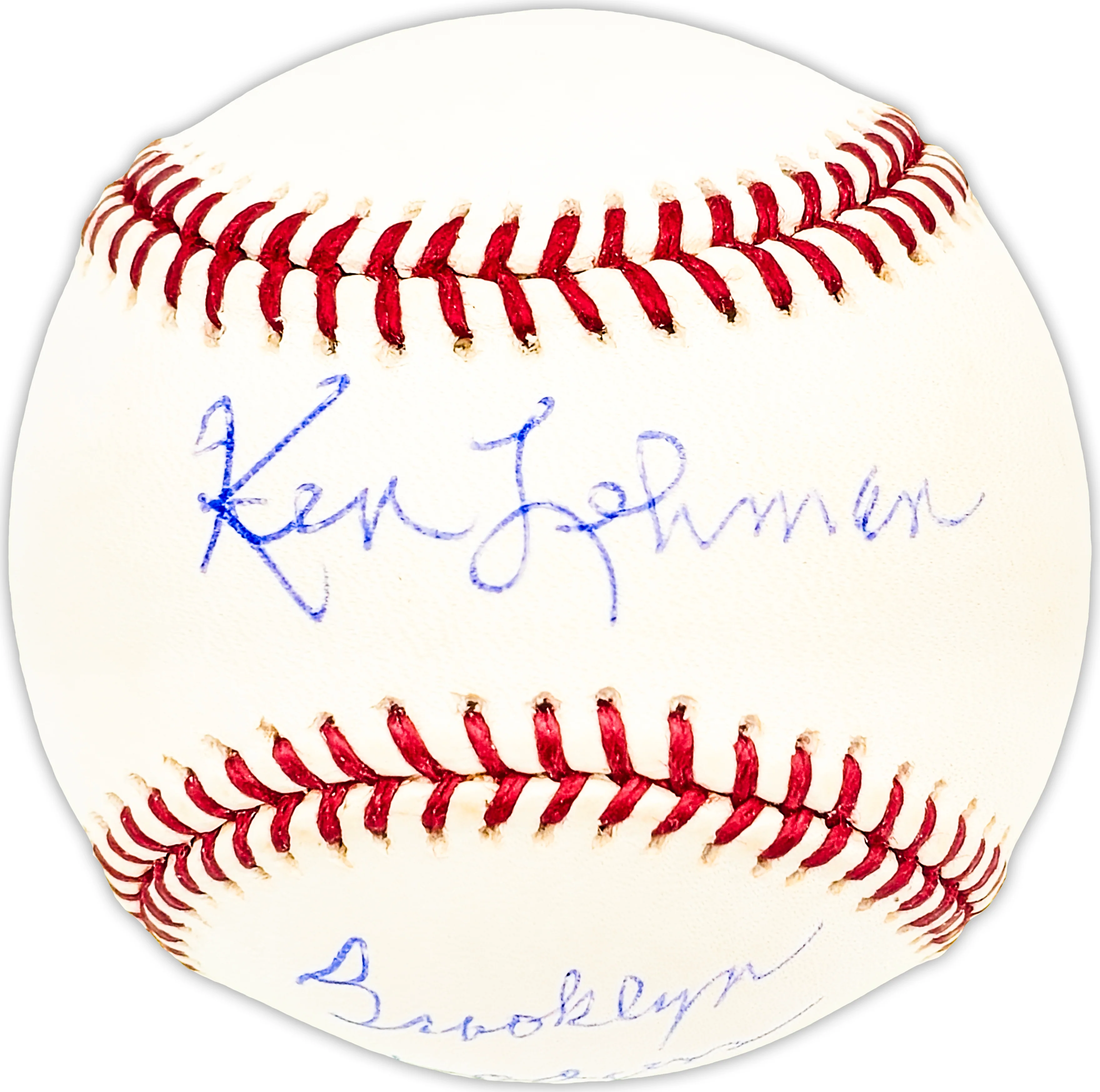 Ken Lehman Autographed Official MLB Baseball Brooklyn Dodgers Beckett BAS QR #BM25505