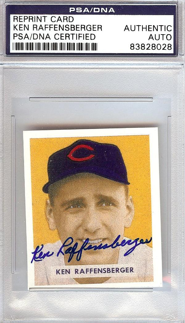 Ken Raffensberger Autographed 1949 Bowman Reprints Card #176 Cincinnati Reds PSA/DNA #83828028