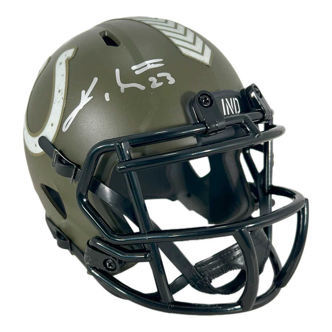 Kenny Moore II Signed Indianapolis Colts Salute to Service Mini Football Helmet (Beckett) - Image 2