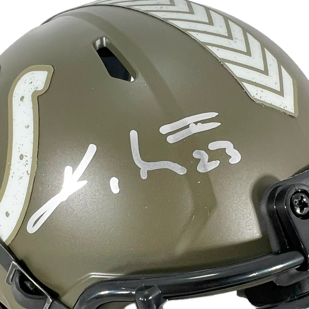Kenny Moore II Signed Indianapolis Colts Salute to Service Mini Football Helmet (Beckett) - Image 3