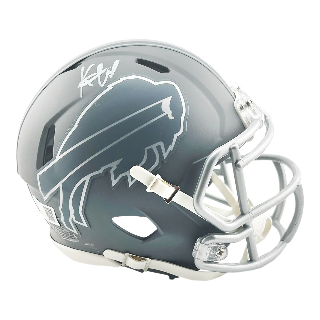 Keon Coleman Signed Buffalo Bills Slate Alternate Speed Mini Football Helmet (Beckett)