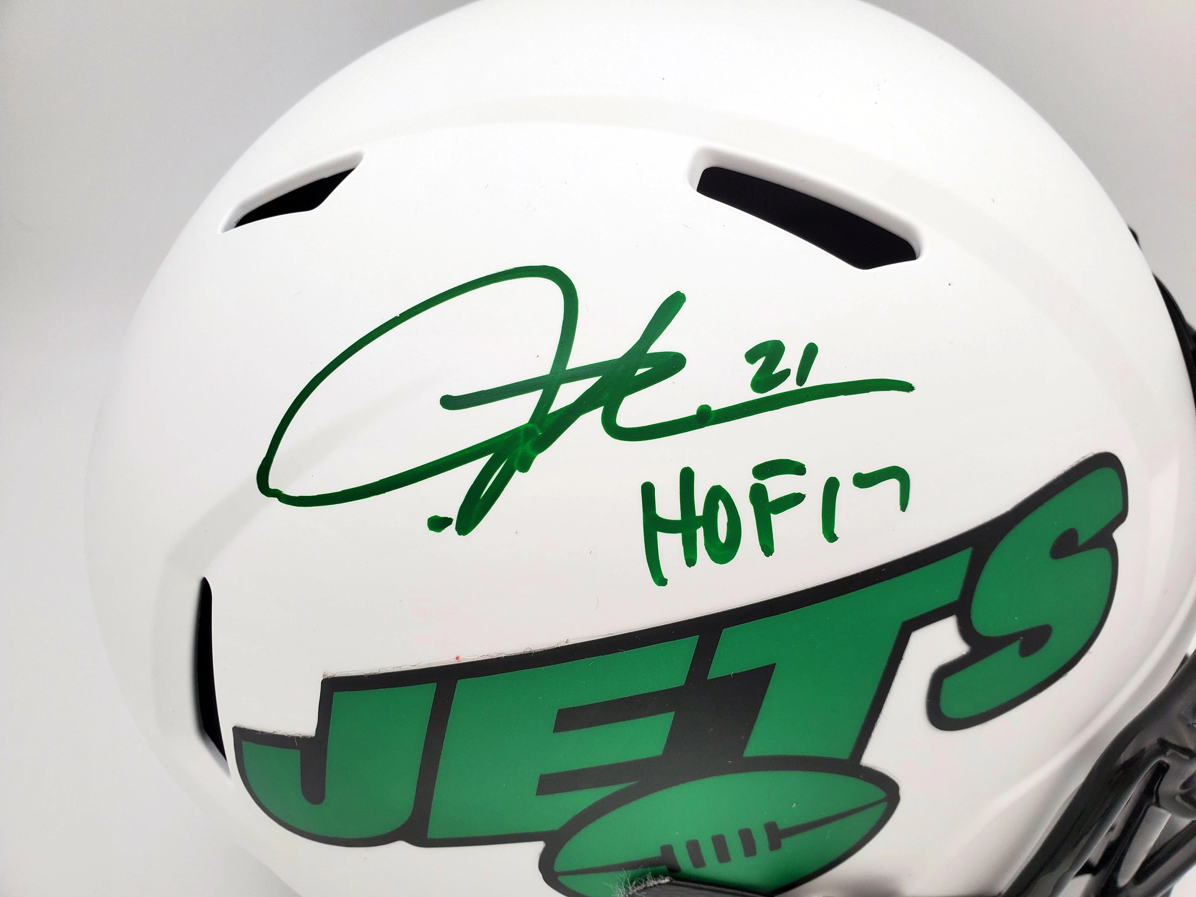 LaDainian Tomlinson Autographed New York Jets Lunar Eclipse White Full Size Replica Speed Helmet "HOF 17" Beckett BAS QR Stock #193847 - Image 2
