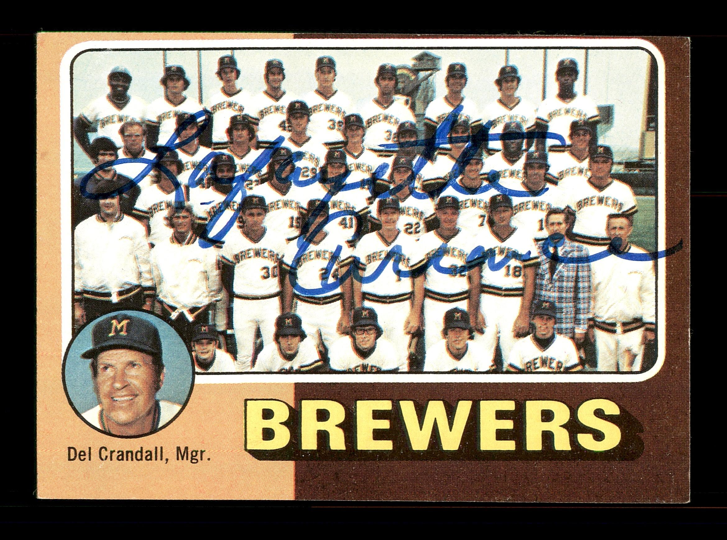 Lafayette Currence Autographed 1975 Topps Team Card #384 Milwaukee Brewers SKU #168451