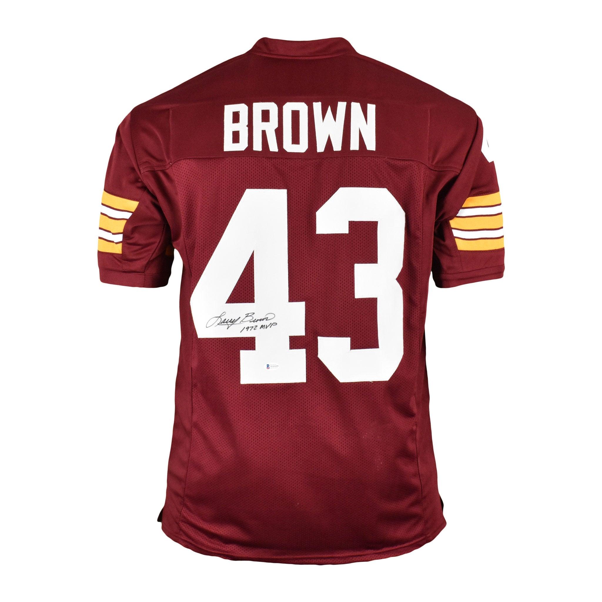 Larry Brown Signed 1972 MVP Washington Maroon Football Jersey (JSA)