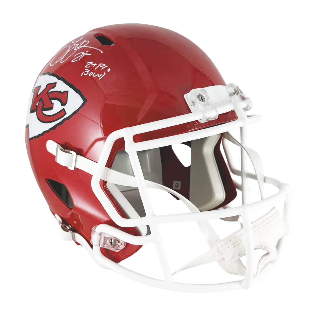 Larry Johnson Signed 2x Pro Bowl Inscription Kansas City Chiefs Speed Full-Size Replica Football Helmet (JSA) - Image 3