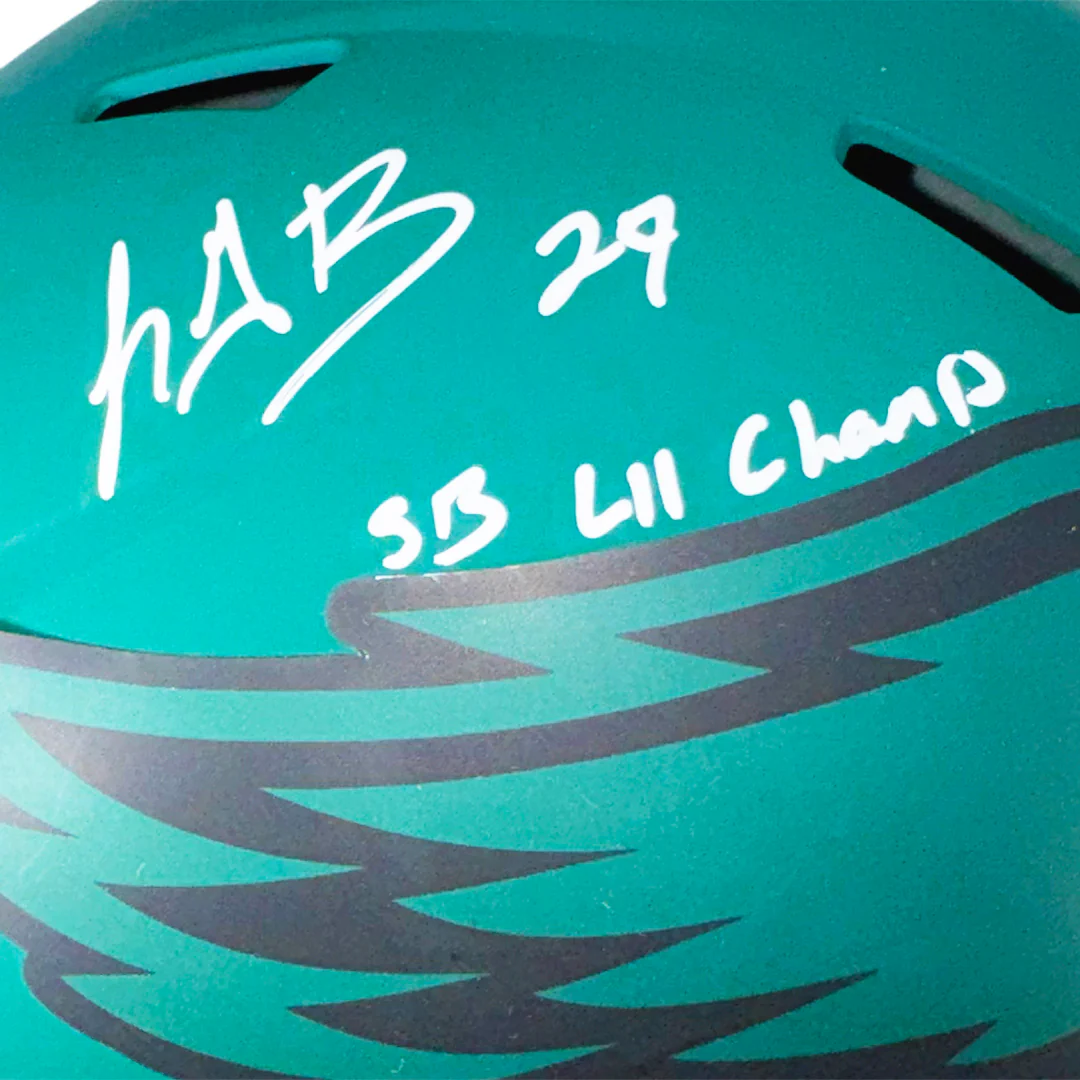 LeGarrette Blount Signed SB LII Champ Inscription Philadelphia Eagles Rave Full-Size Replica Football Helmet (JSA) - Image 2
