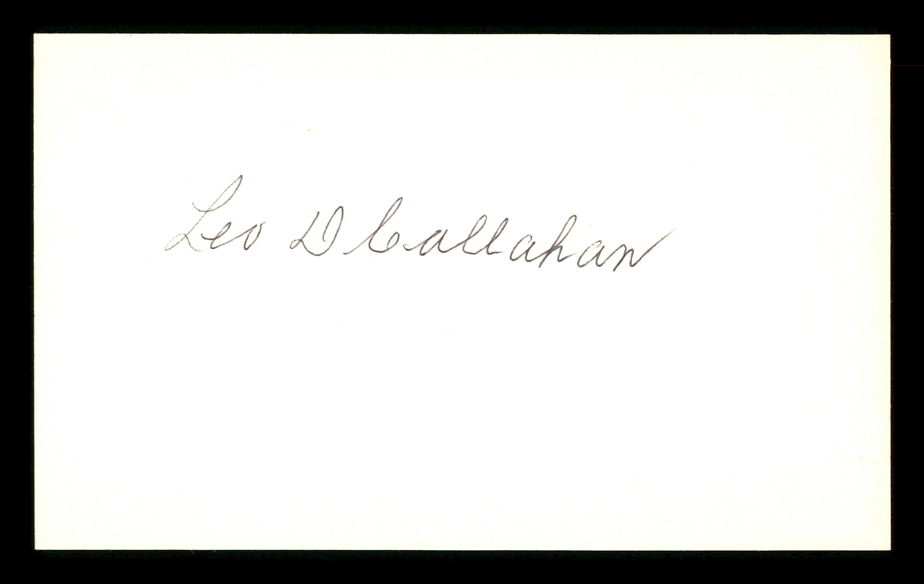 Leo Callahan Autographed 3x5 Index Card Brooklyn Dodgers SKU #174097