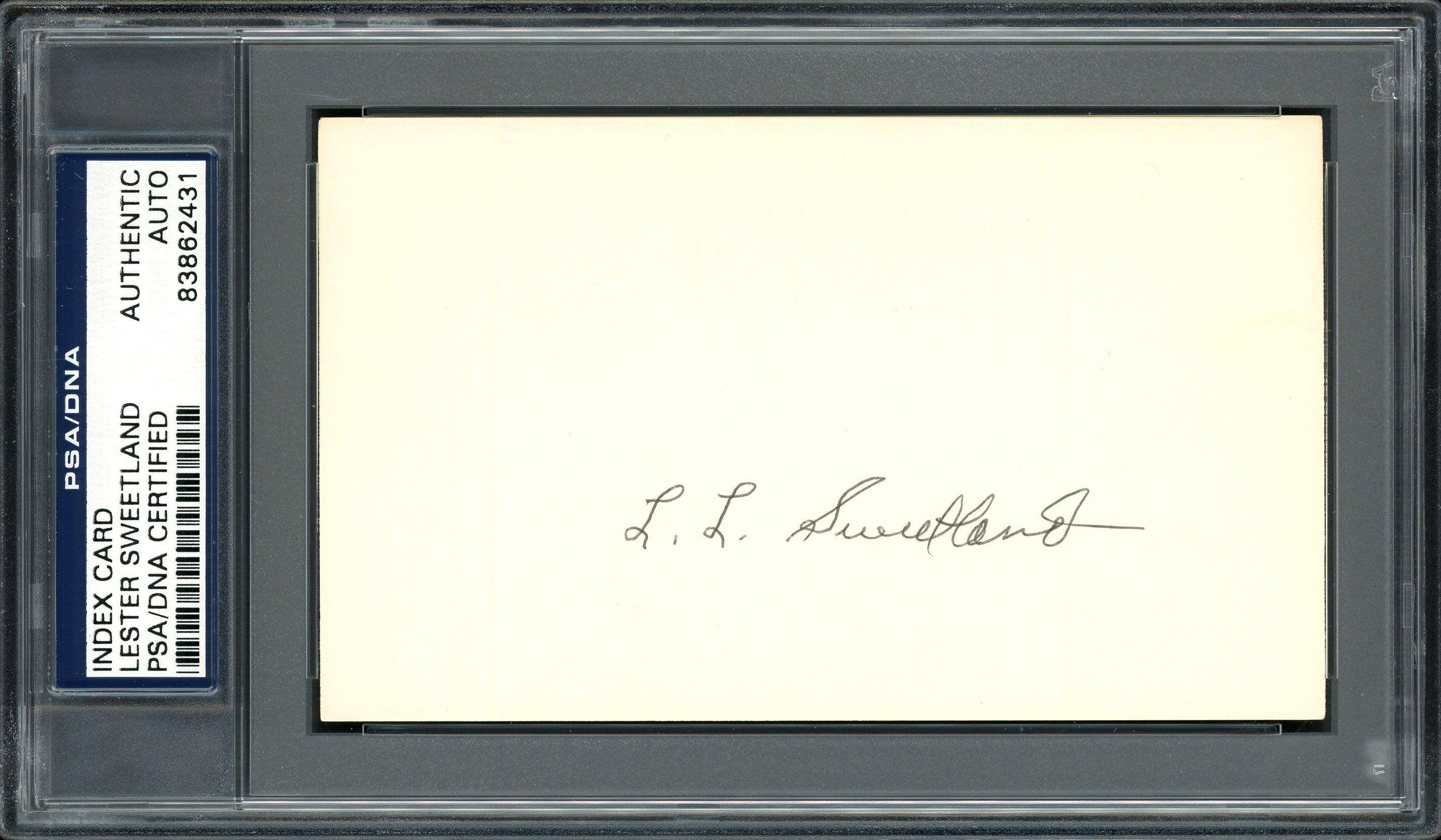 Lester "Les" Sweetland Autographed 3x5 Index Card Philadelphia Phillies, Chicago Cubs PSA/DNA #83862431
