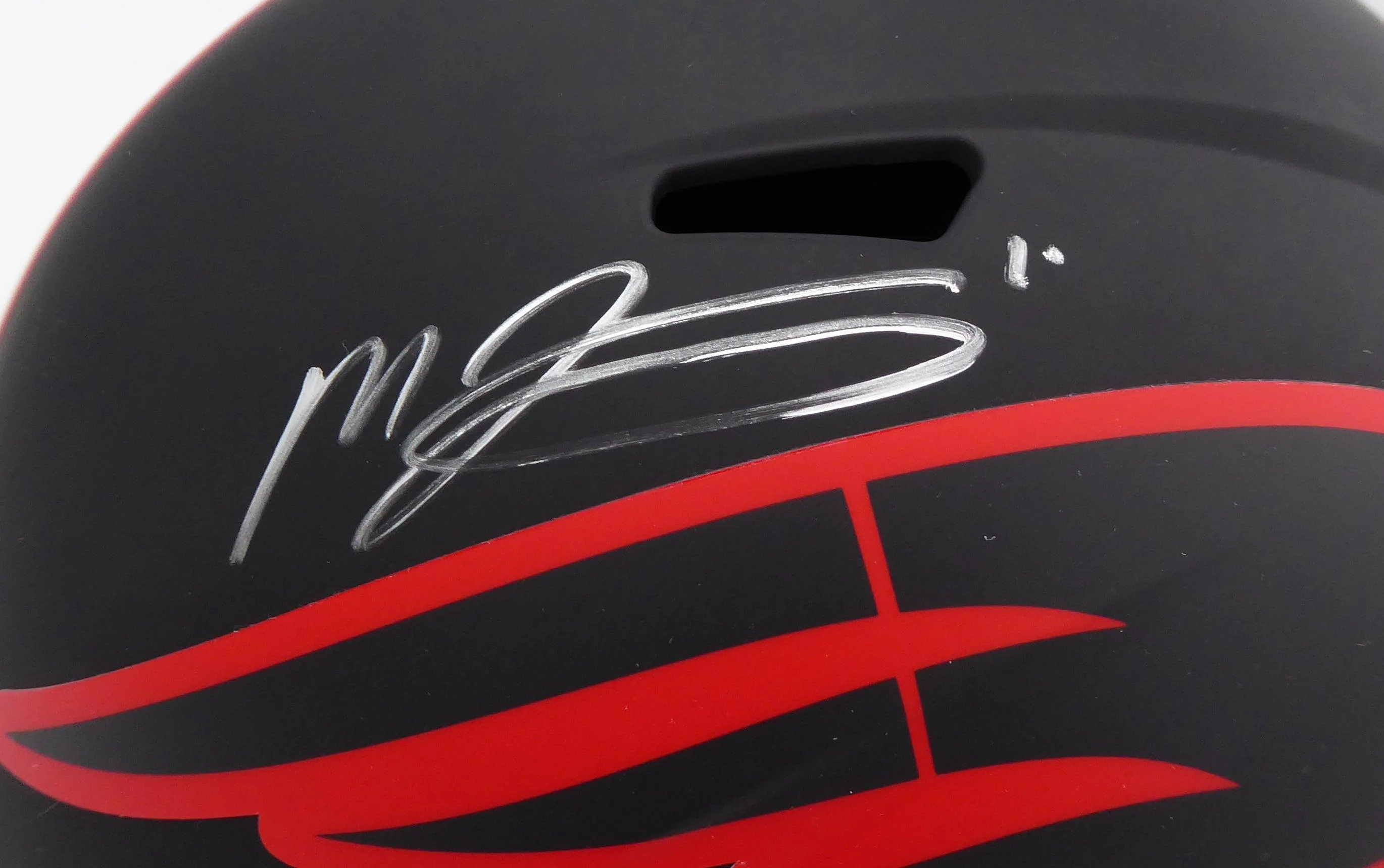 Mac Jones Autographed New England Patriots Eclipse Black Full Size Replica Speed Helmet (Light Auto) Beckett BAS QR #WS86060 - Image 2