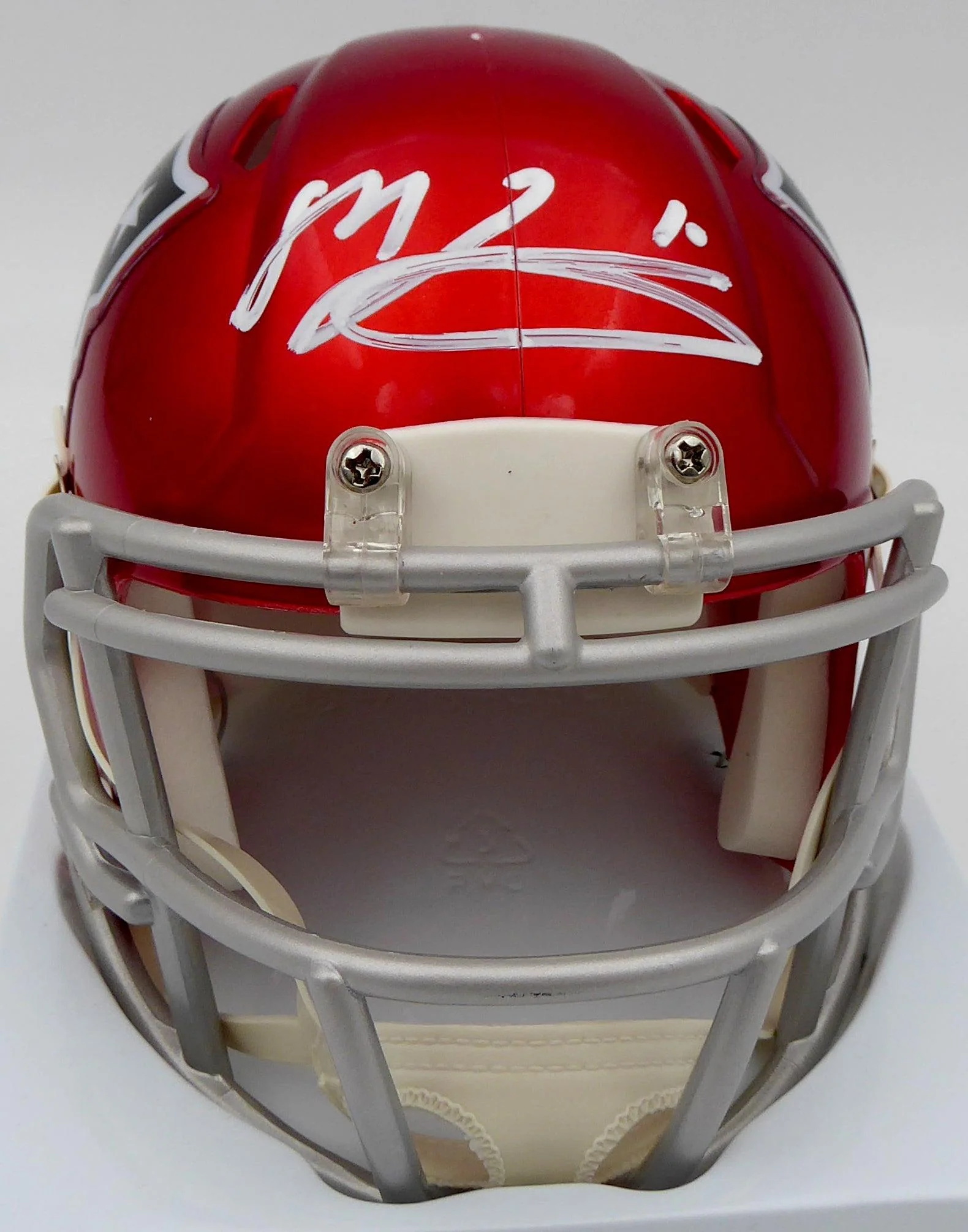 Mac Jones Autographed New England Patriots Flash Red Speed Mini Helmet (Damaged) Beckett BAS #WS86318 - Image 2