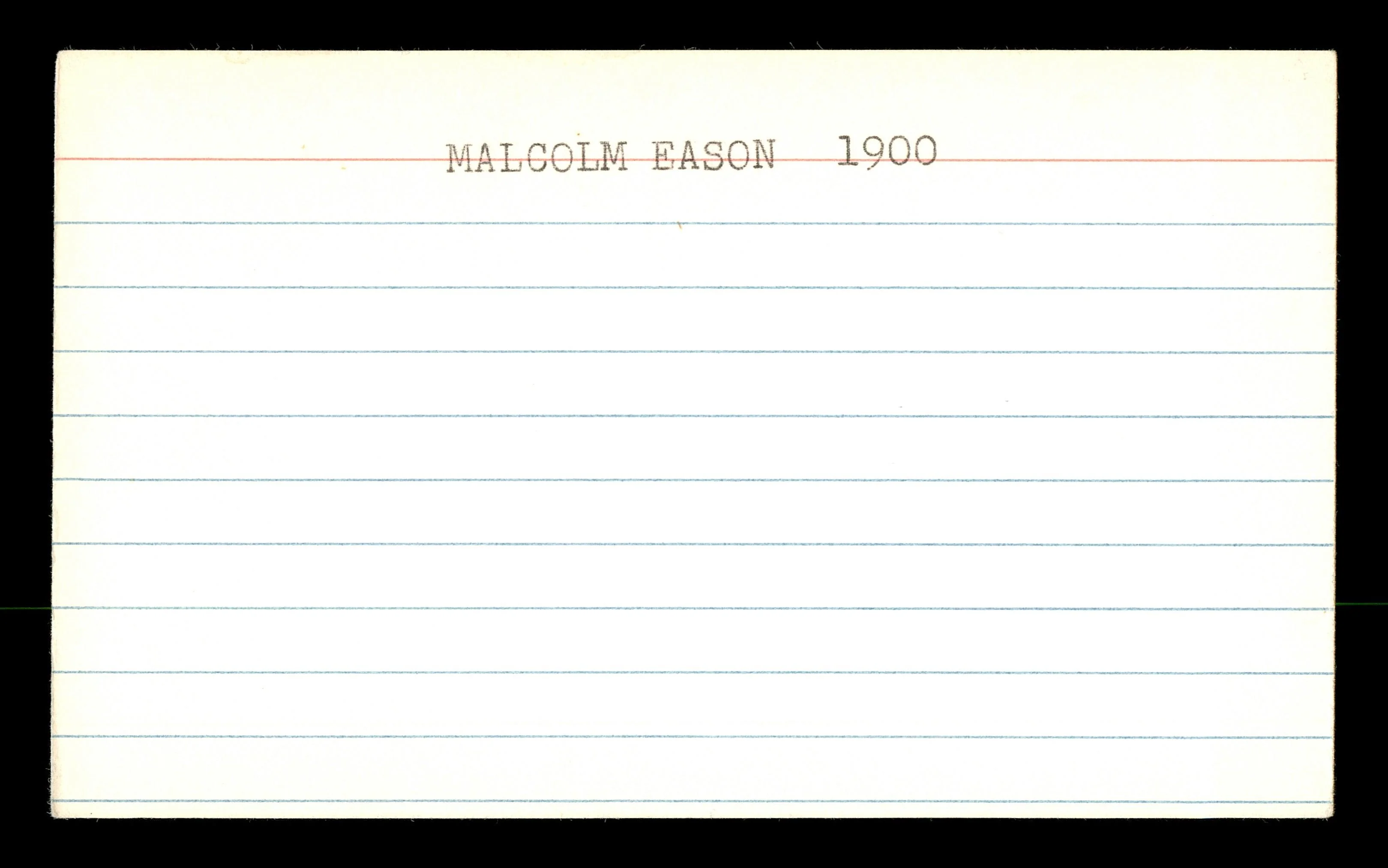 Malcolm W. Eason Autographed 3x5 Index Card Chicago Cubs SKU #174135 - Image 2