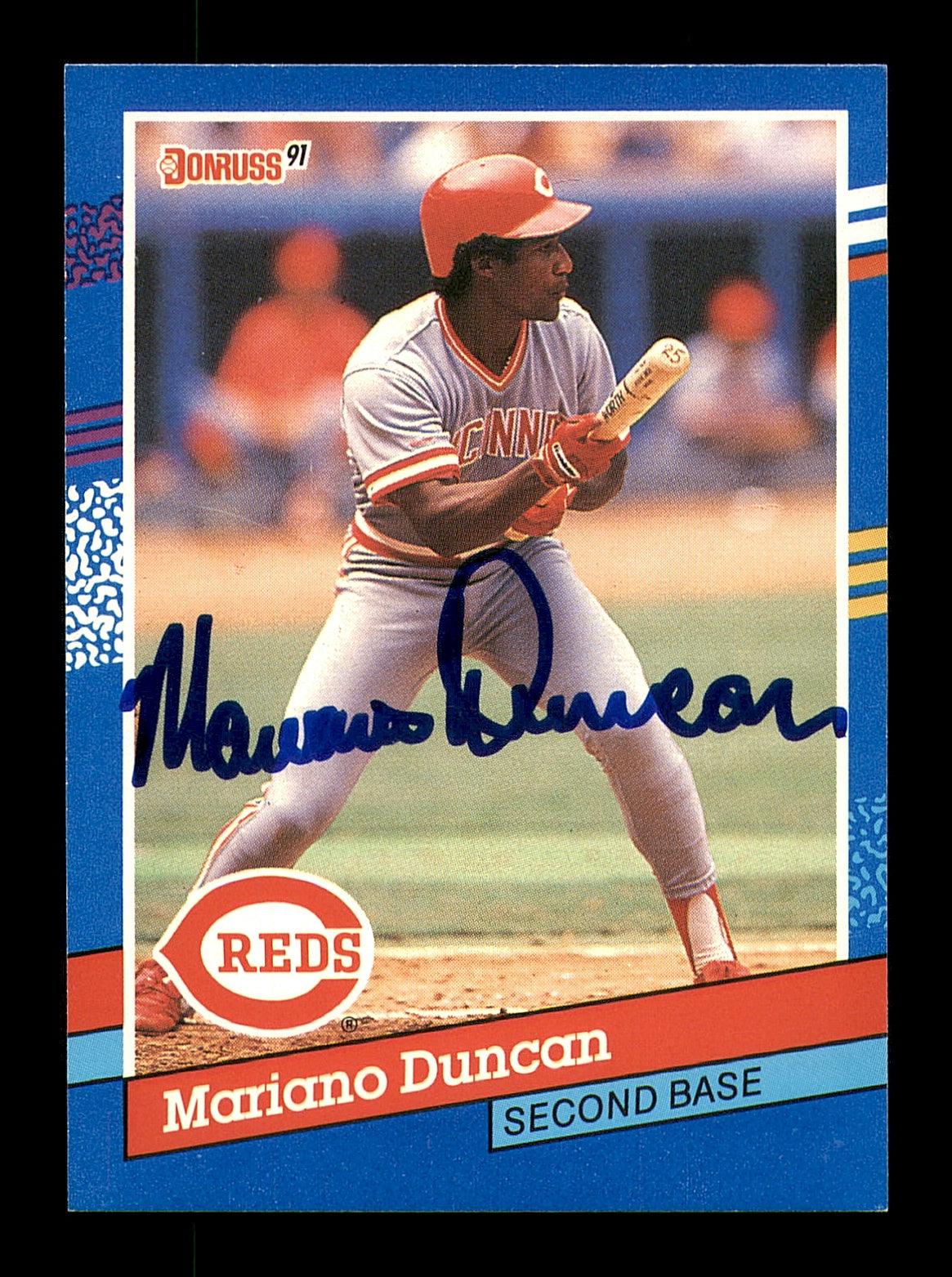 Mariano Duncan Autographed 1991 Donruss Card #309 Cincinnati Reds SKU #184520