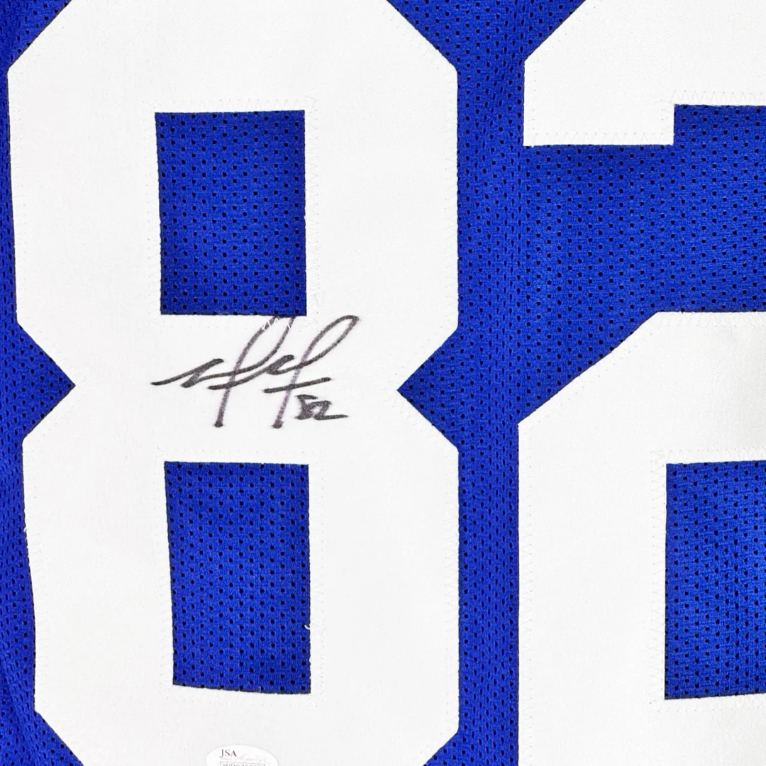 Mario Manningham Signed New York Blue Football Jersey (JSA) - Image 2