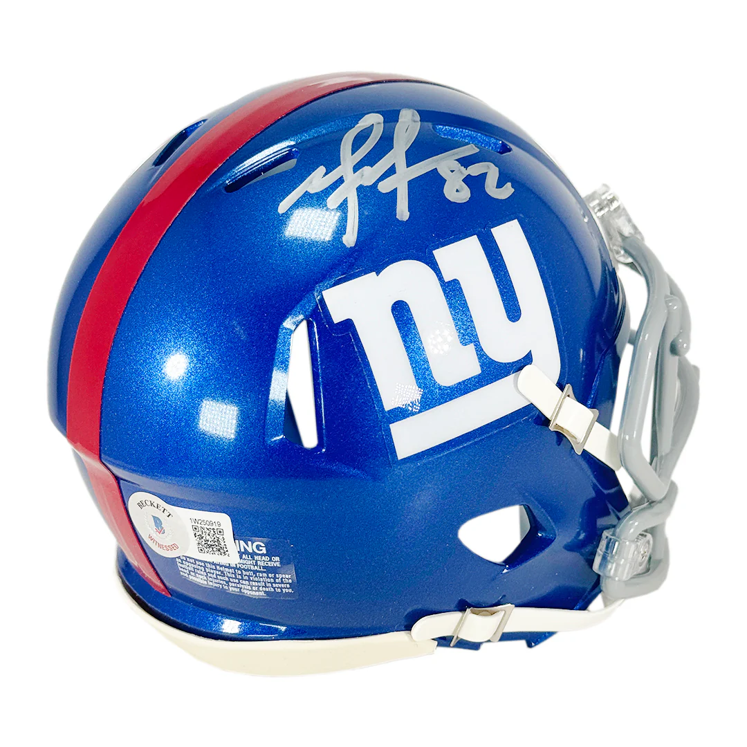 Mario Manningham Signed New York Giants Speed Mini Football Helmet (Beckett) - Image 2