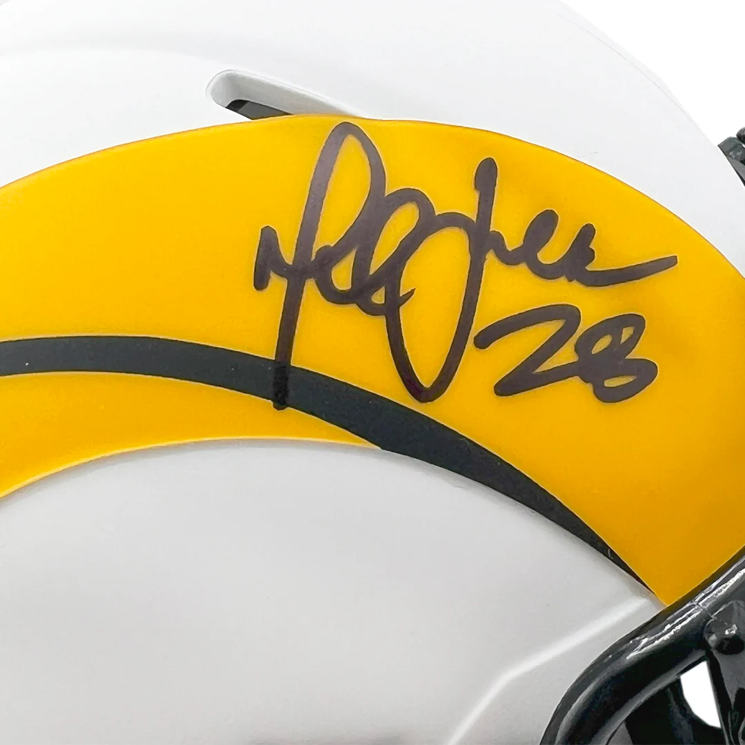 Marshall Faulk Signed HOF 20XI Inscription Los Angeles Rams Lunar Mini Football Helmet (Beckett) - Image 2