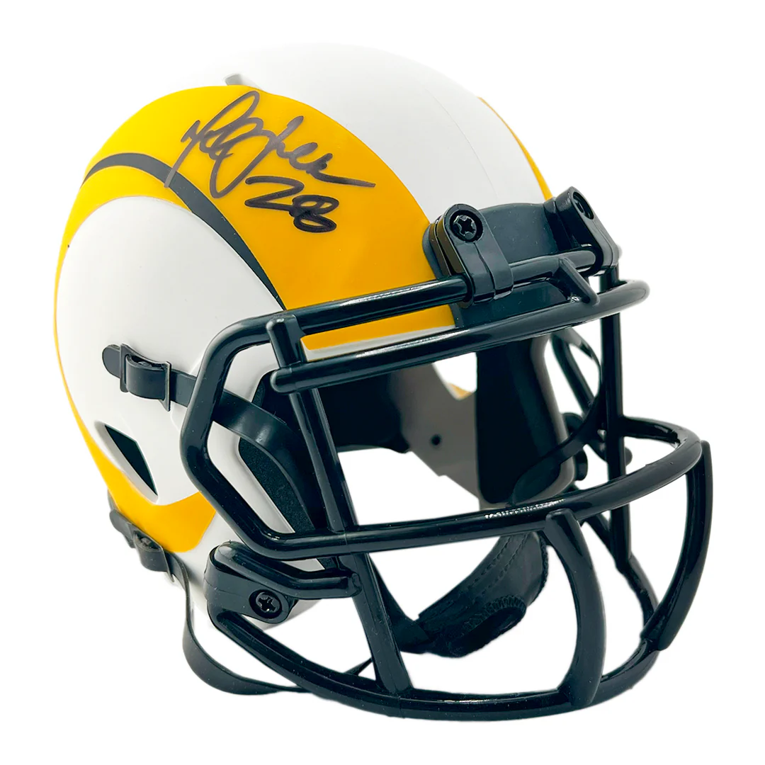 Marshall Faulk Signed HOF 20XI Inscription Los Angeles Rams Lunar Mini Football Helmet (Beckett) - Image 3