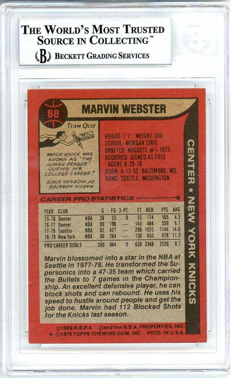 Marvin Webster Autographed 1979-80 Topps Card #88 New York Knicks Beckett BAS #10712272 - Image 2