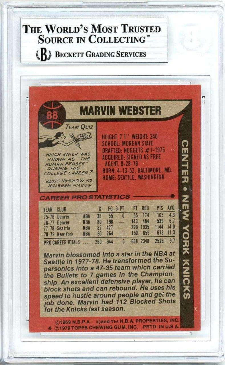 Marvin Webster Autographed 1979-80 Topps Card #88 New York Knicks Beckett BAS #10712274 - Image 2