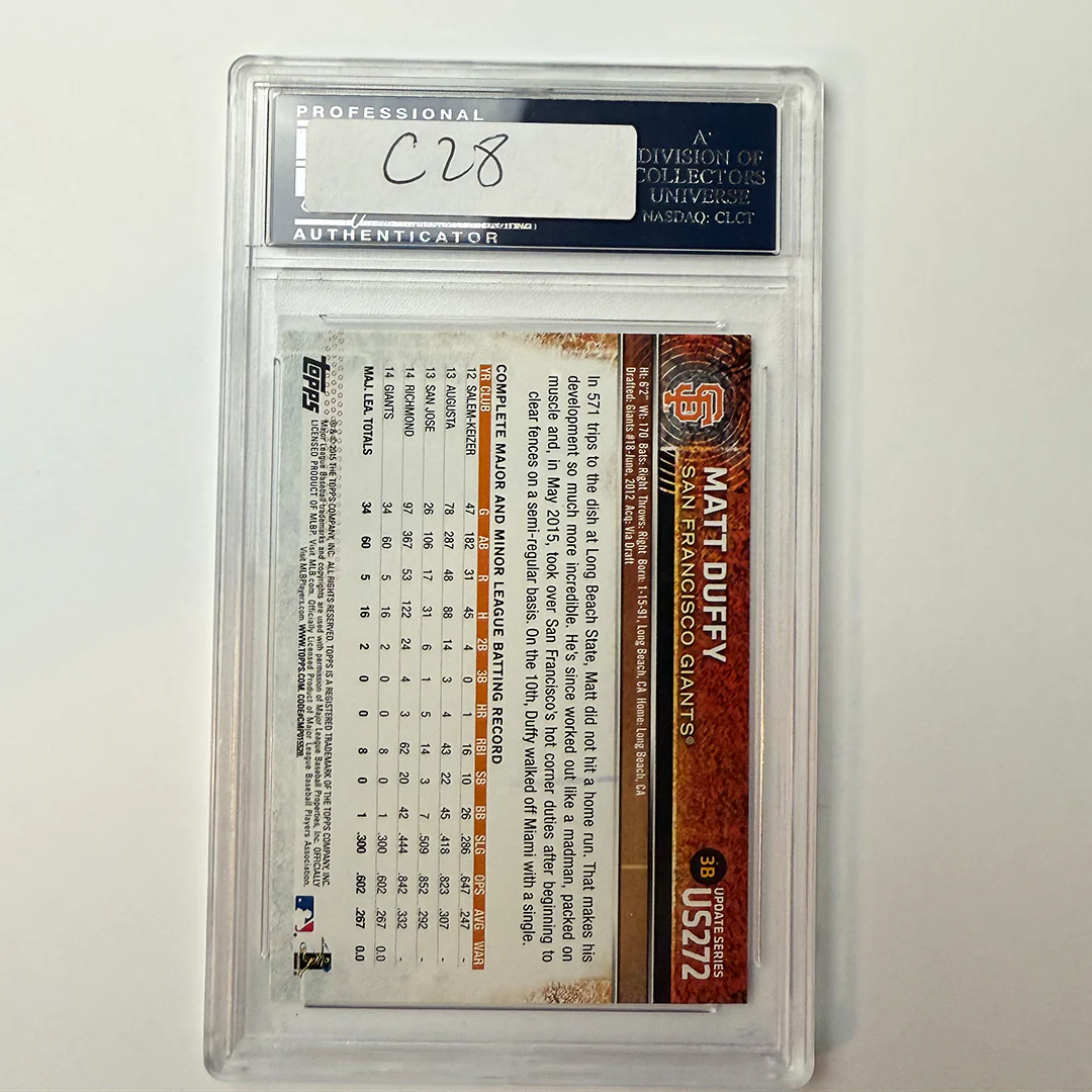 Matt Duffy Signed 2015 Topps Update #US272 PSA Auto Authentic - Image 2