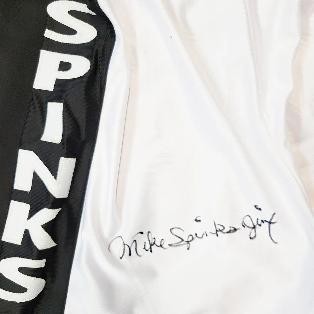 Michael "Jinx" Spinks Signed White Boxing Trunks (JSA) - Image 2