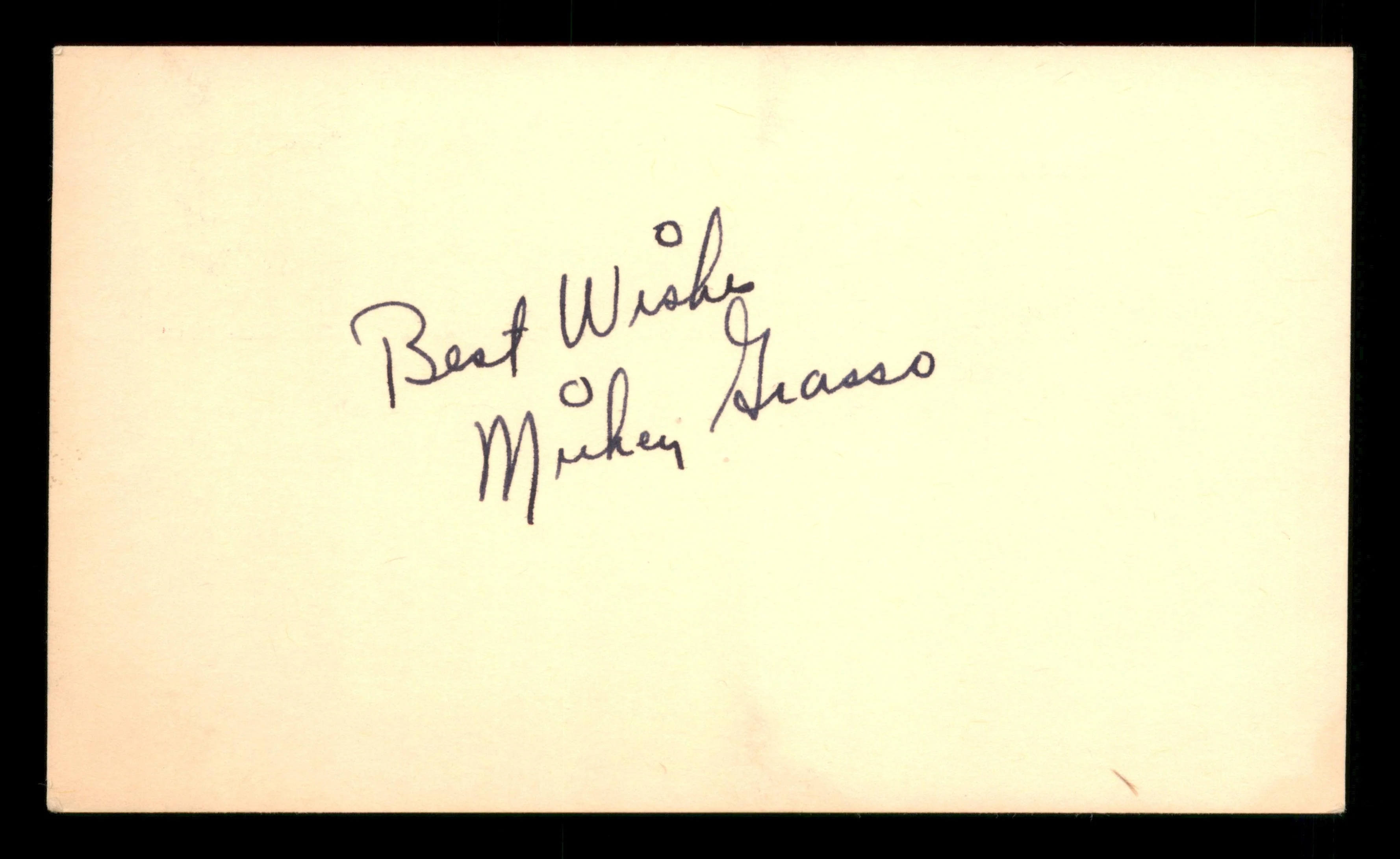 Mickey Grasso Autographed 3.25x5.5 Government Postcard Cleveland Indians "Best Wishes" SKU #201408