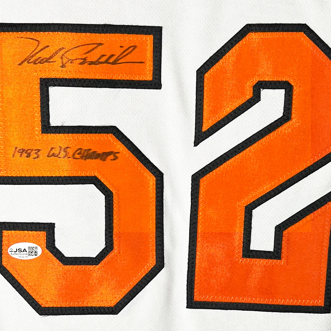 Mike Boddicker Signed 1983 WS Champs Inscription Baltimore White Baseball Jersey (JSA) - Image 2