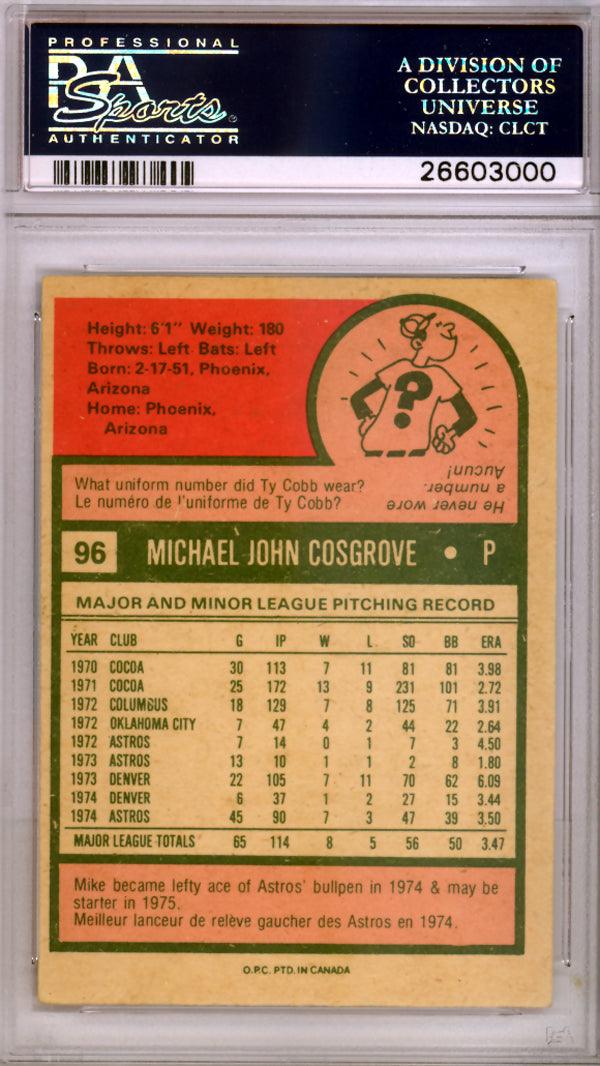 Mike Cosgrove Autographed 1975 O-Pee-Chee Card #96 Houston Astros PSA/DNA #26603000 - Image 2