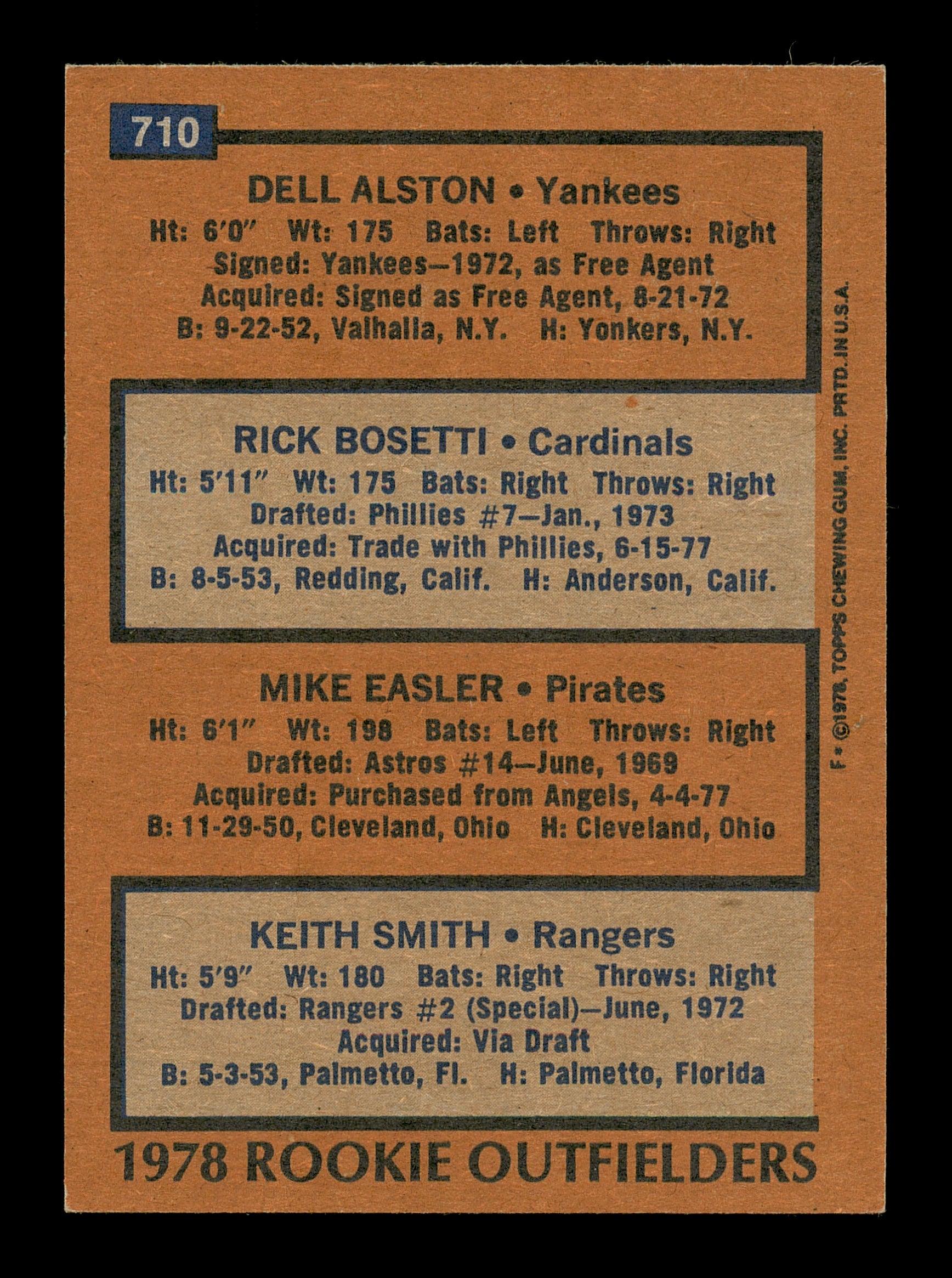 Mike Easler & Rick Bosetti Autographed 1978 Topps Rookie Card #710 SKU #167827 - Image 2