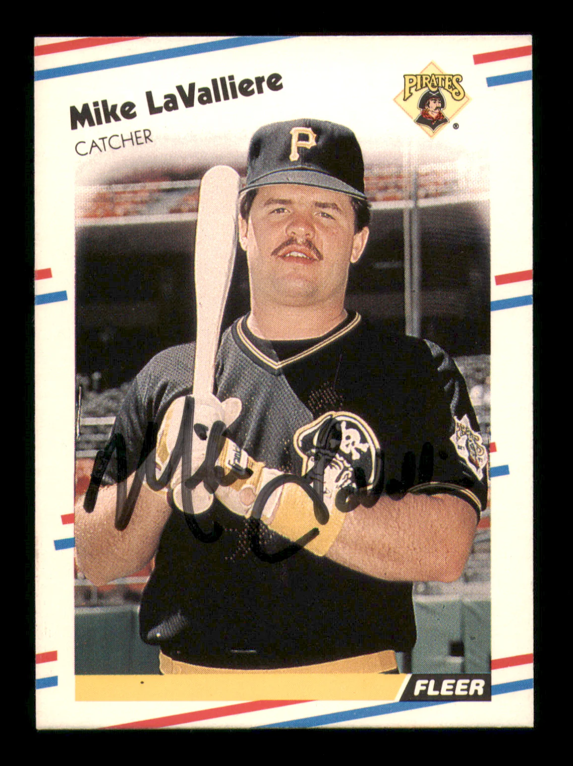 Mike LaValliere Autographed 1988 Fleer Card #333 Pittsburgh Pirates