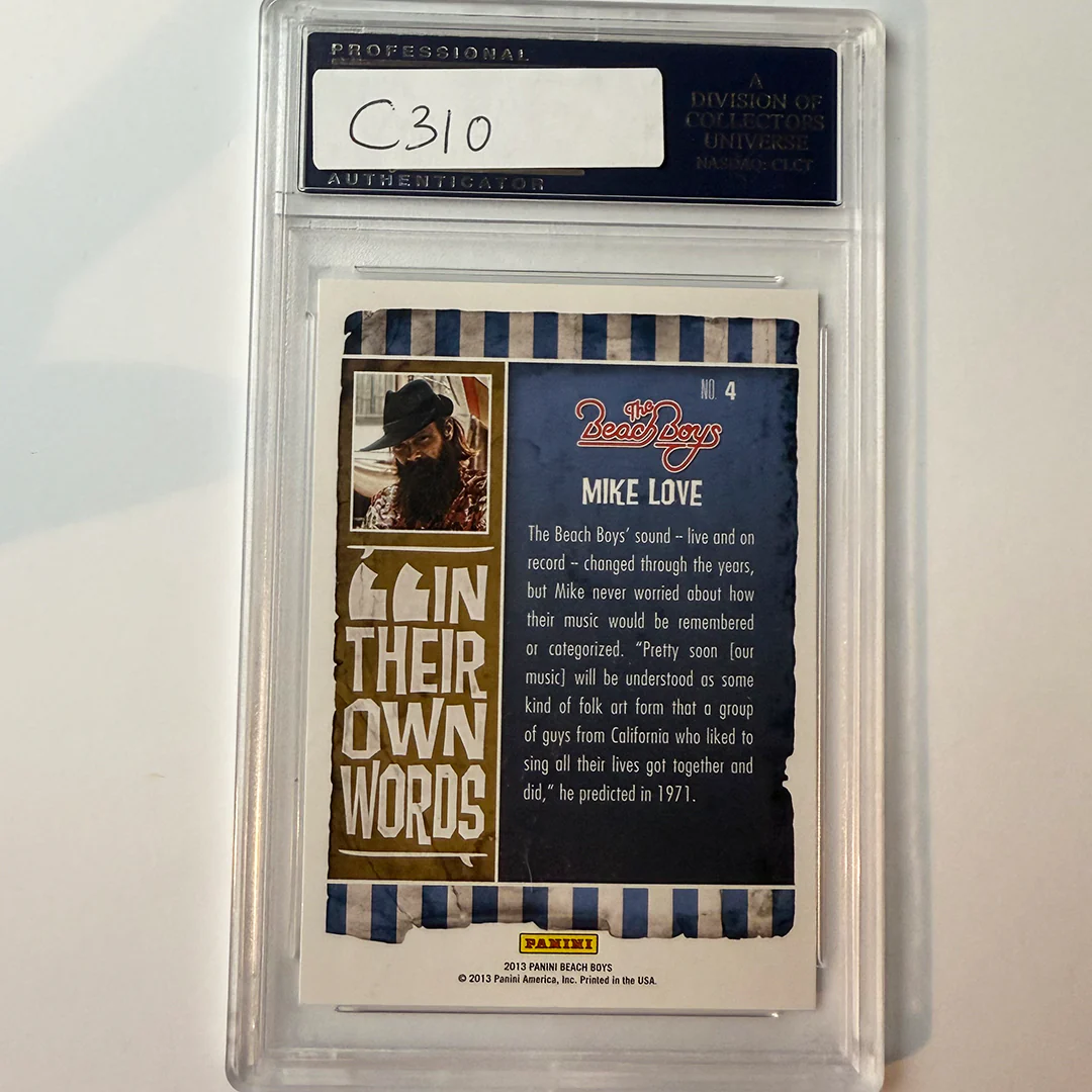 Mike Love Beach Boys Signed 2013 Panini Own words #4 PSA Auto Authentic - Image 2