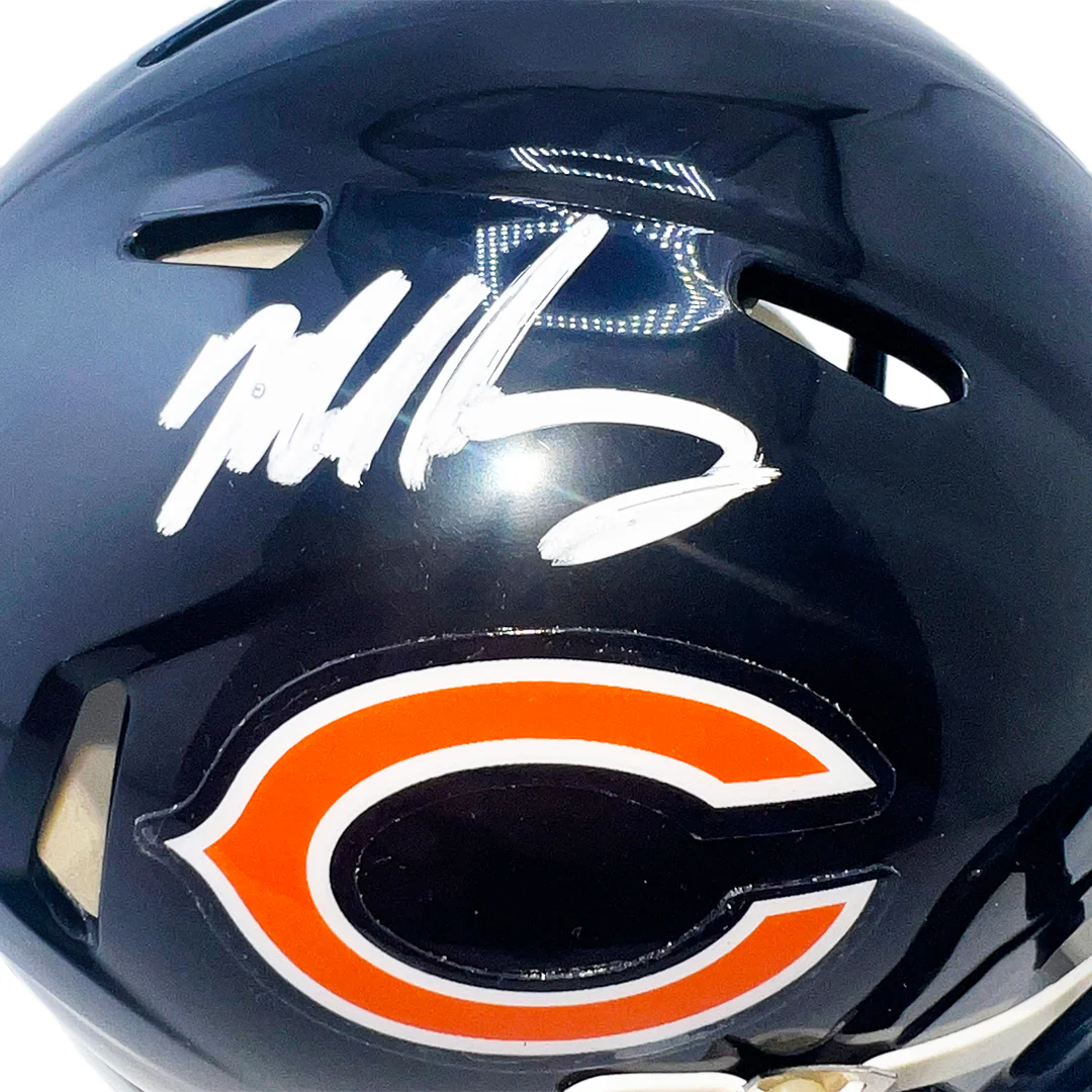 Mike Singletary Signed White Ink Chicago Bears Speed Mini Football Helmet (Beckett) - Image 2