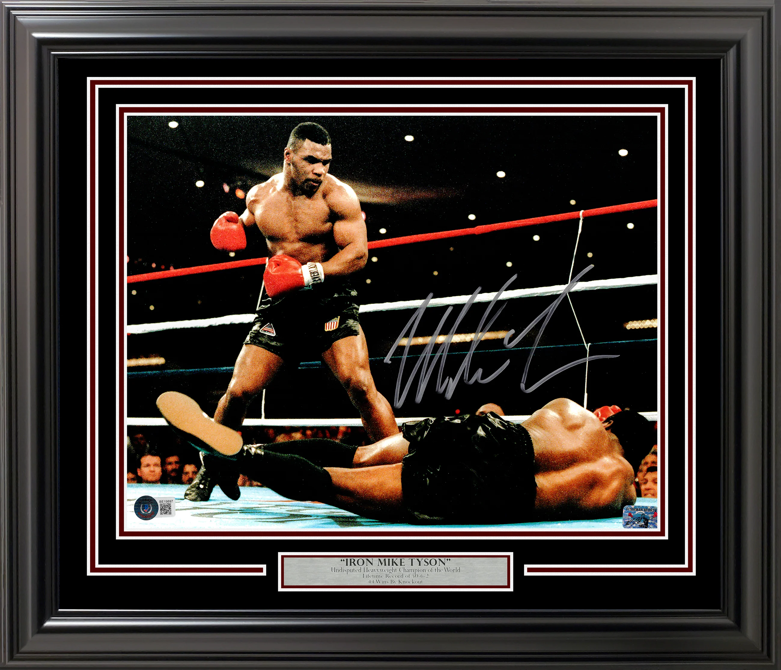 Mike Tyson Autographed Framed 11x14 Photo Standing Over Beckett BAS QR