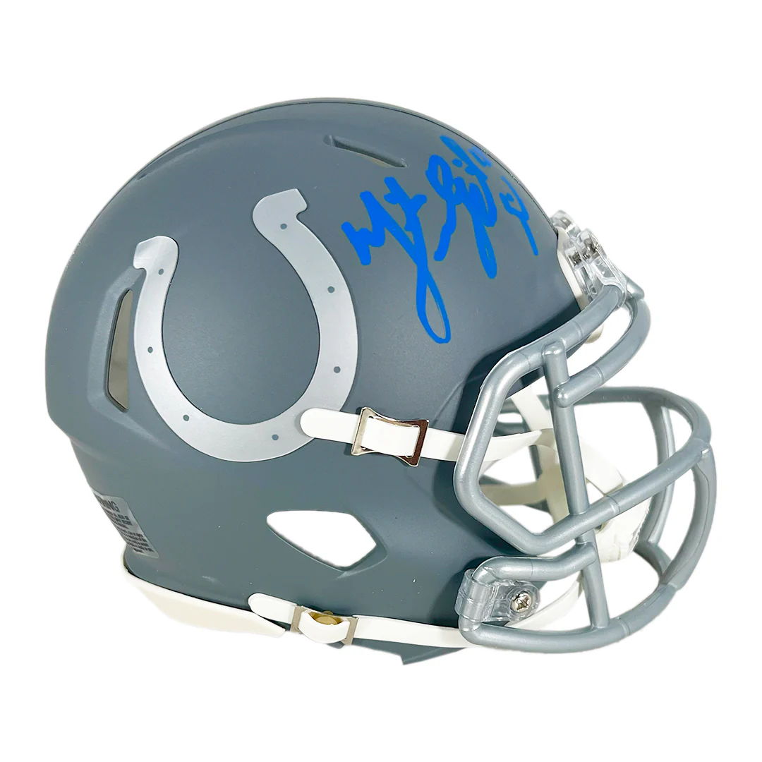 Mike Vanderjagt Signed Indianapolis Colts Slate Alternate Speed Mini Football Helmet (JSA) - Image 3
