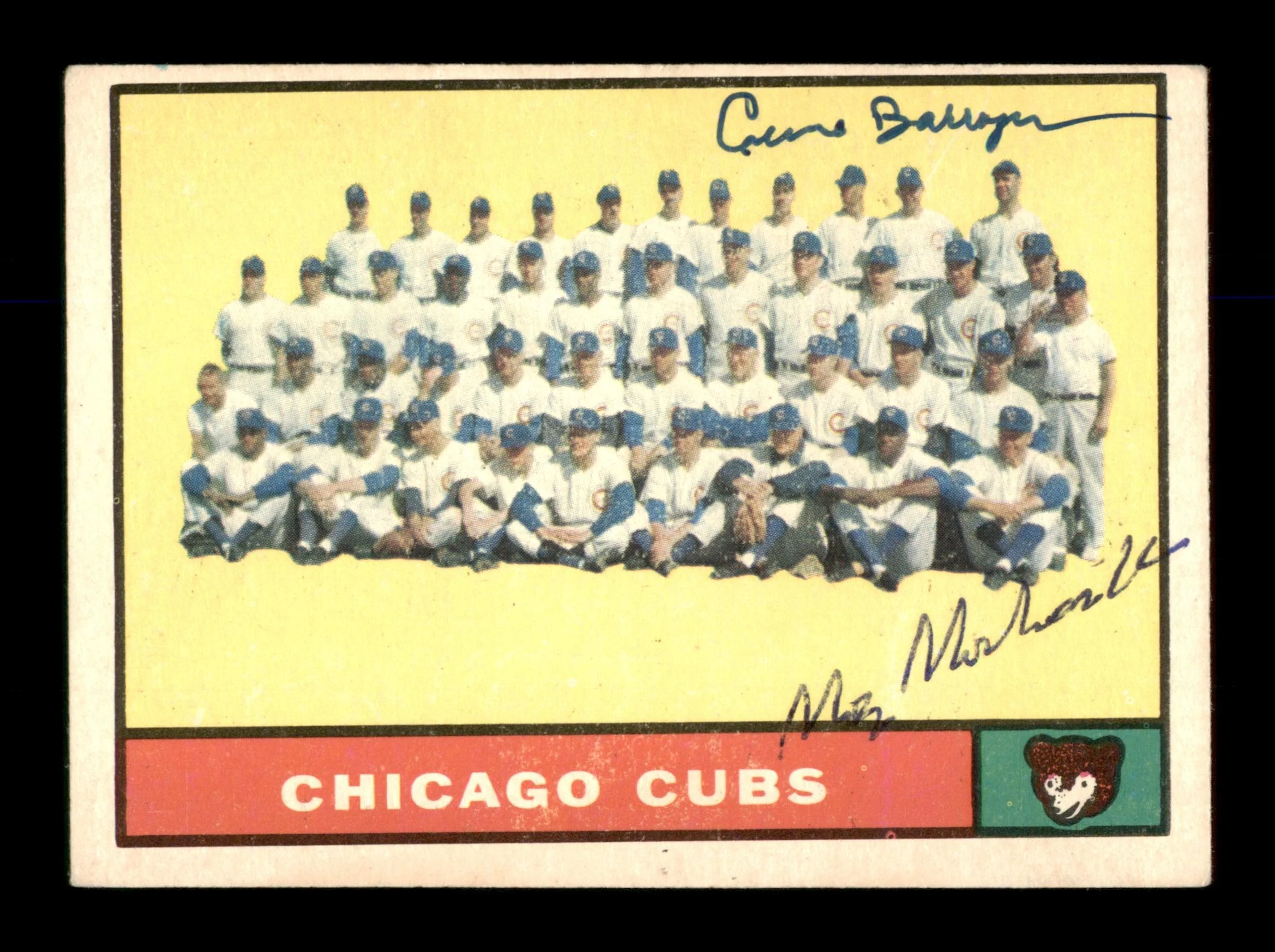 Moe Morhardt & Cuno Barragan Autographed 1961 Topps Team Card #122 Chicago Cubs SKU #197913
