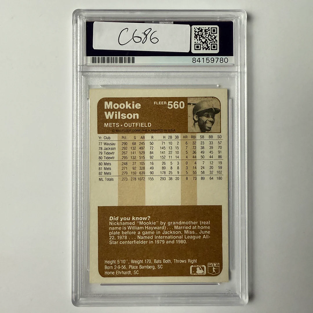 Mookie Wilson Signed 1983 Fleer #560 w/2 Inscriptions PSA Auto Authentic - Image 2